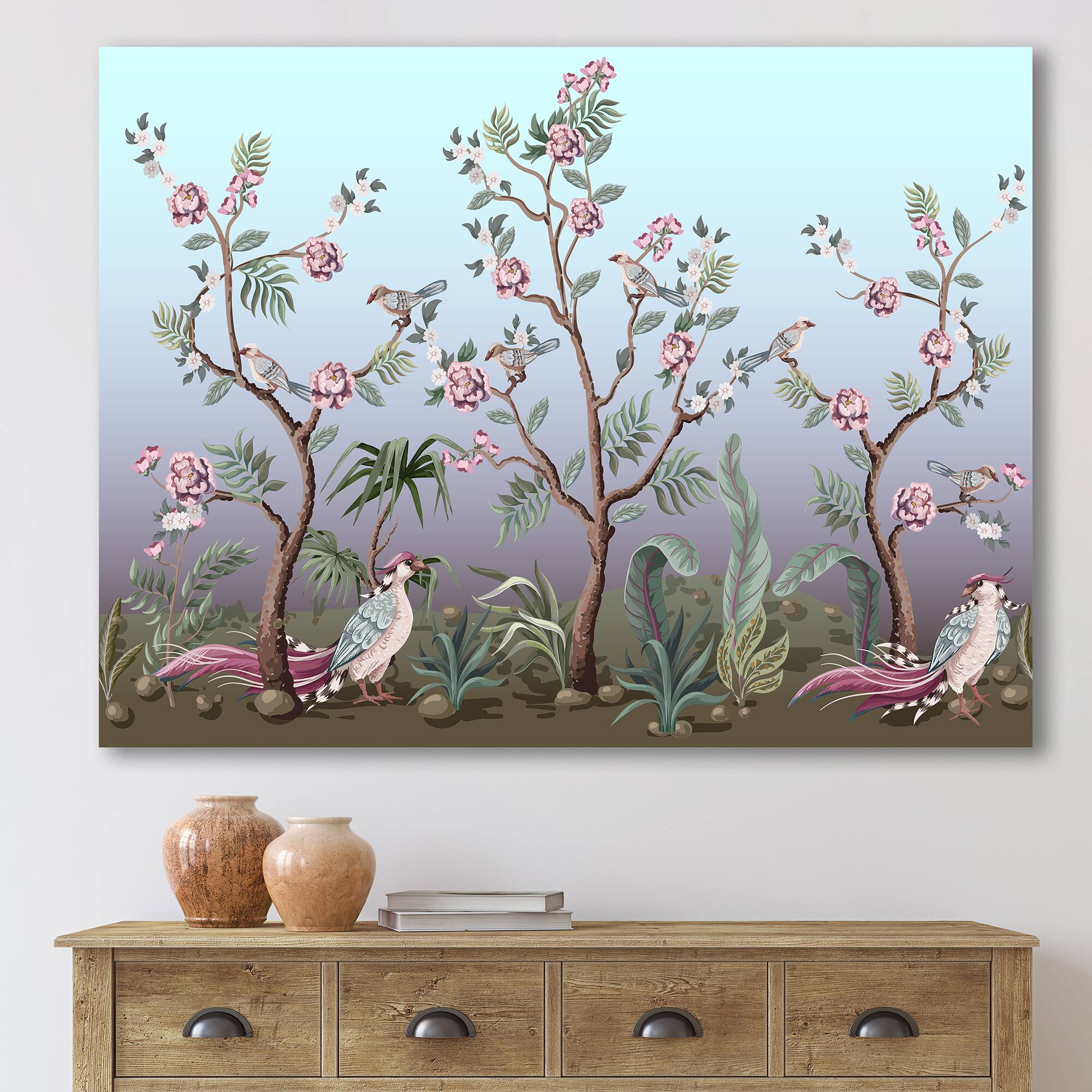 Designart - Chinoiserie With Birds and Peonies II