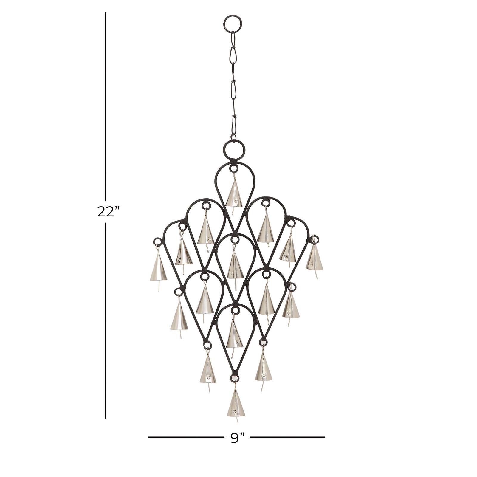 Black Metal Eclectic Windchime, 9" x 1" x 22"