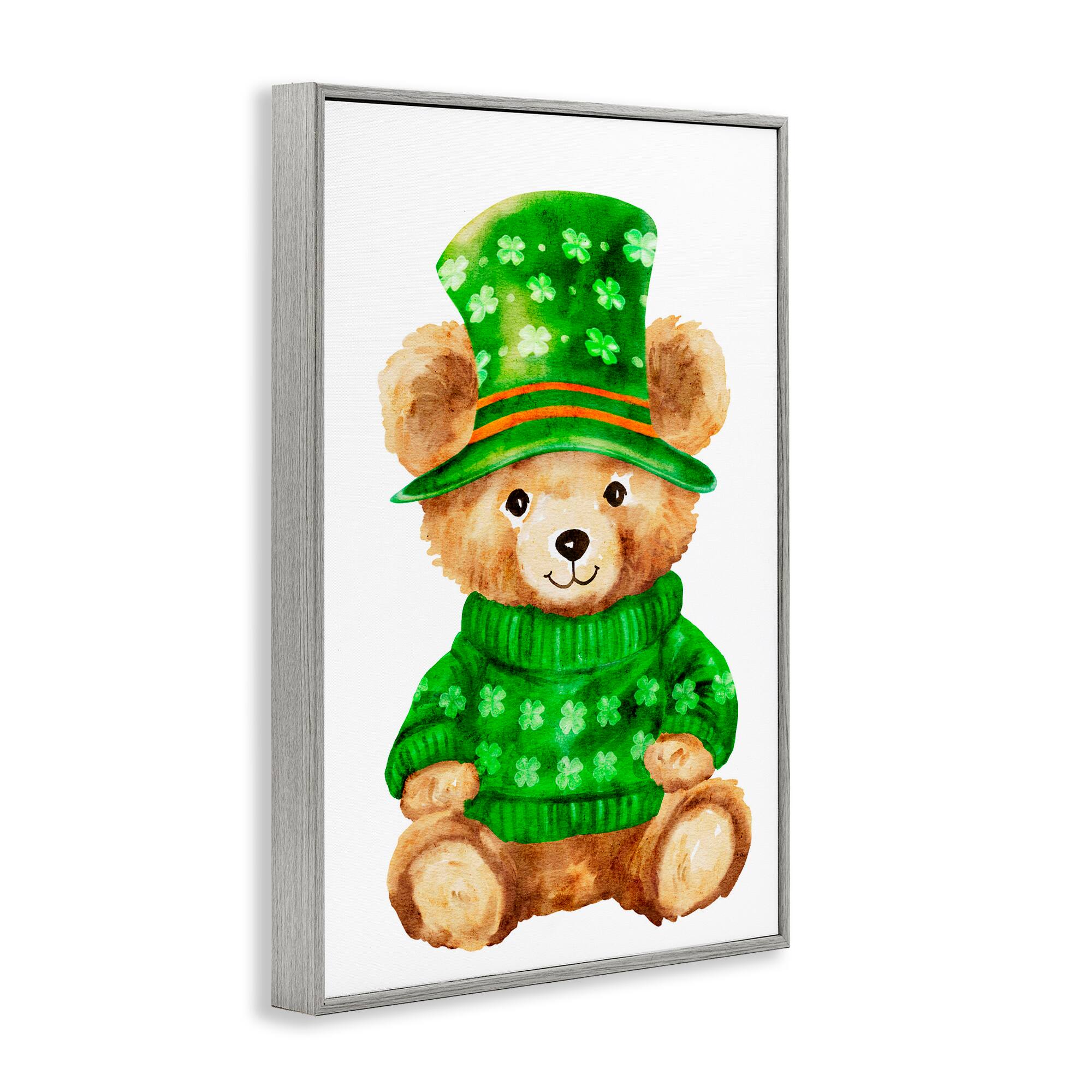 Stupell Industries St. Patty's Day Bear Framed Giclee Wall Art