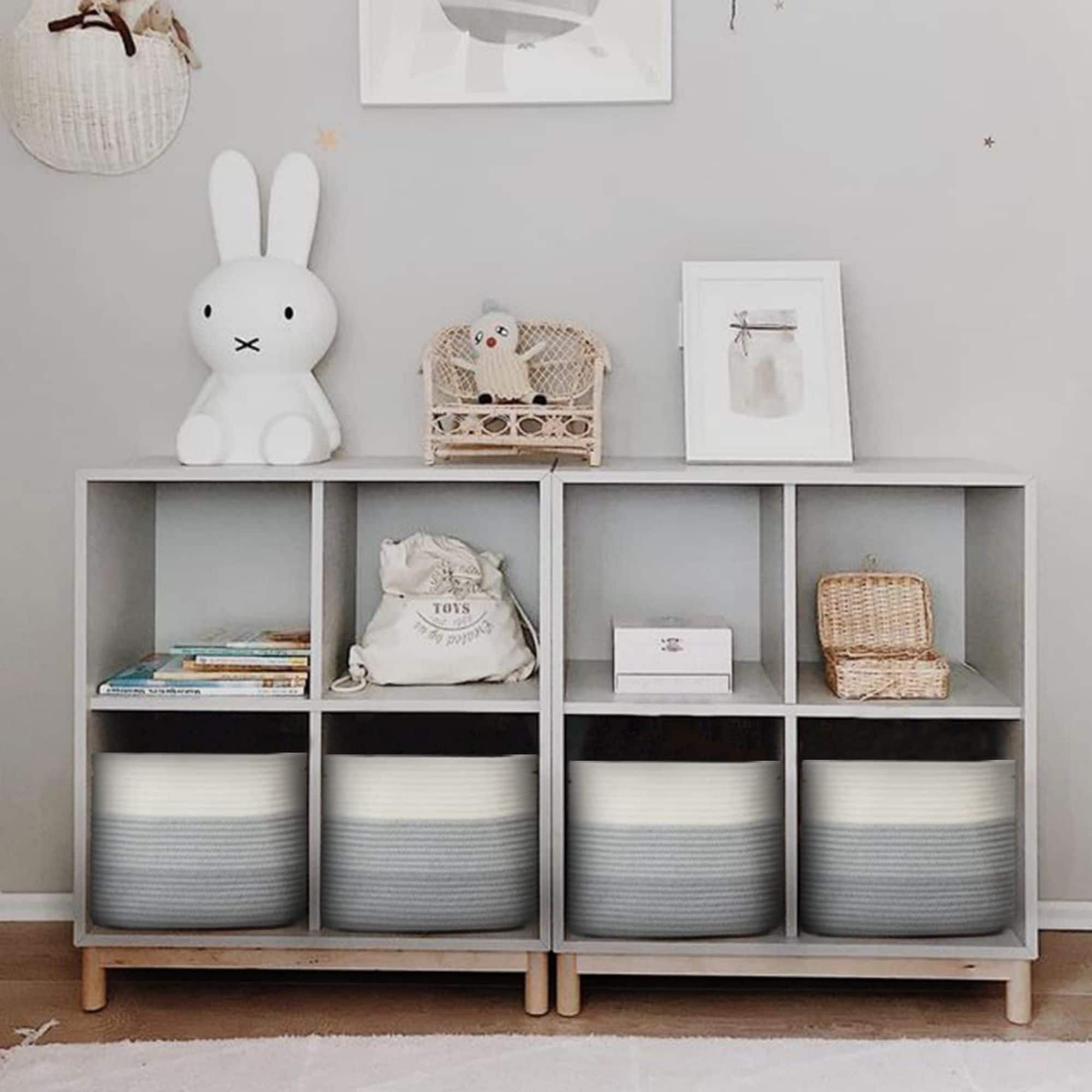NEX™ Gray & White Cotton Rope Storage Baskets, 3ct.
