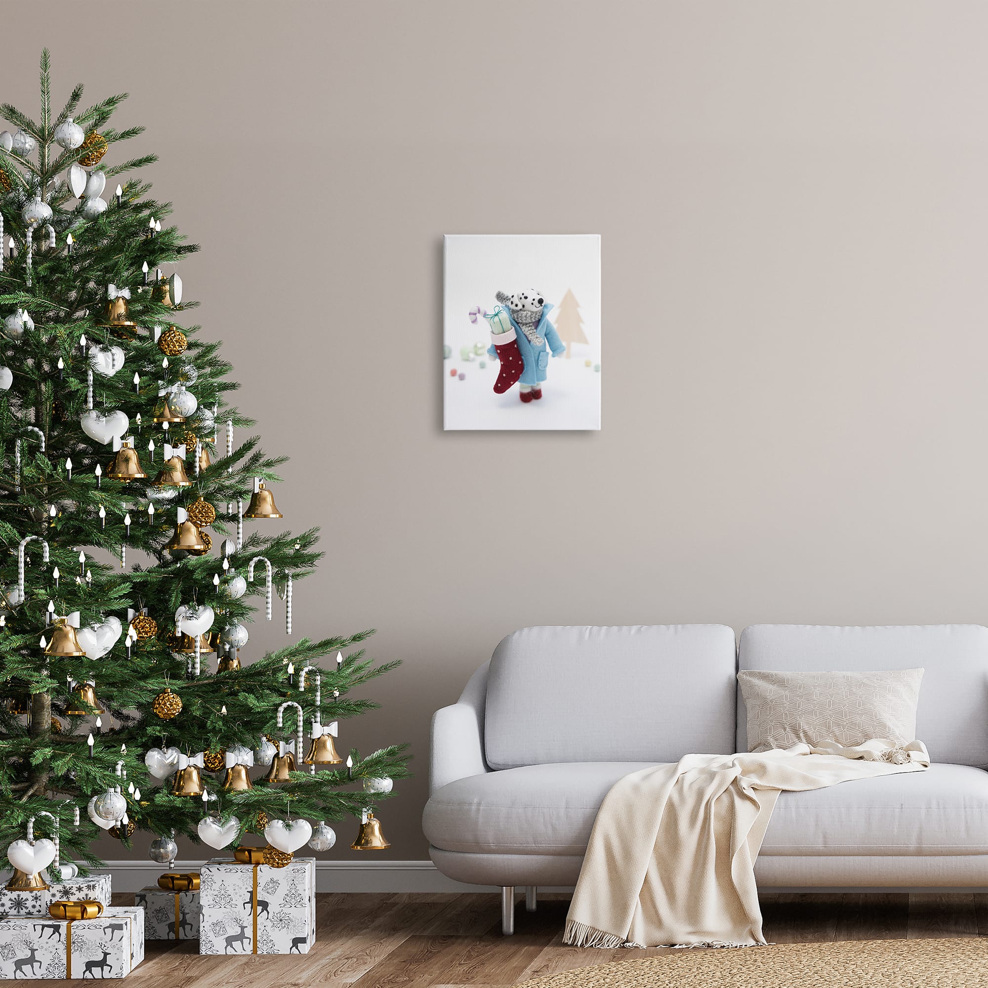 Stupell Industries Dalmatian Christmas Stocking Scene Canvas Wall Art