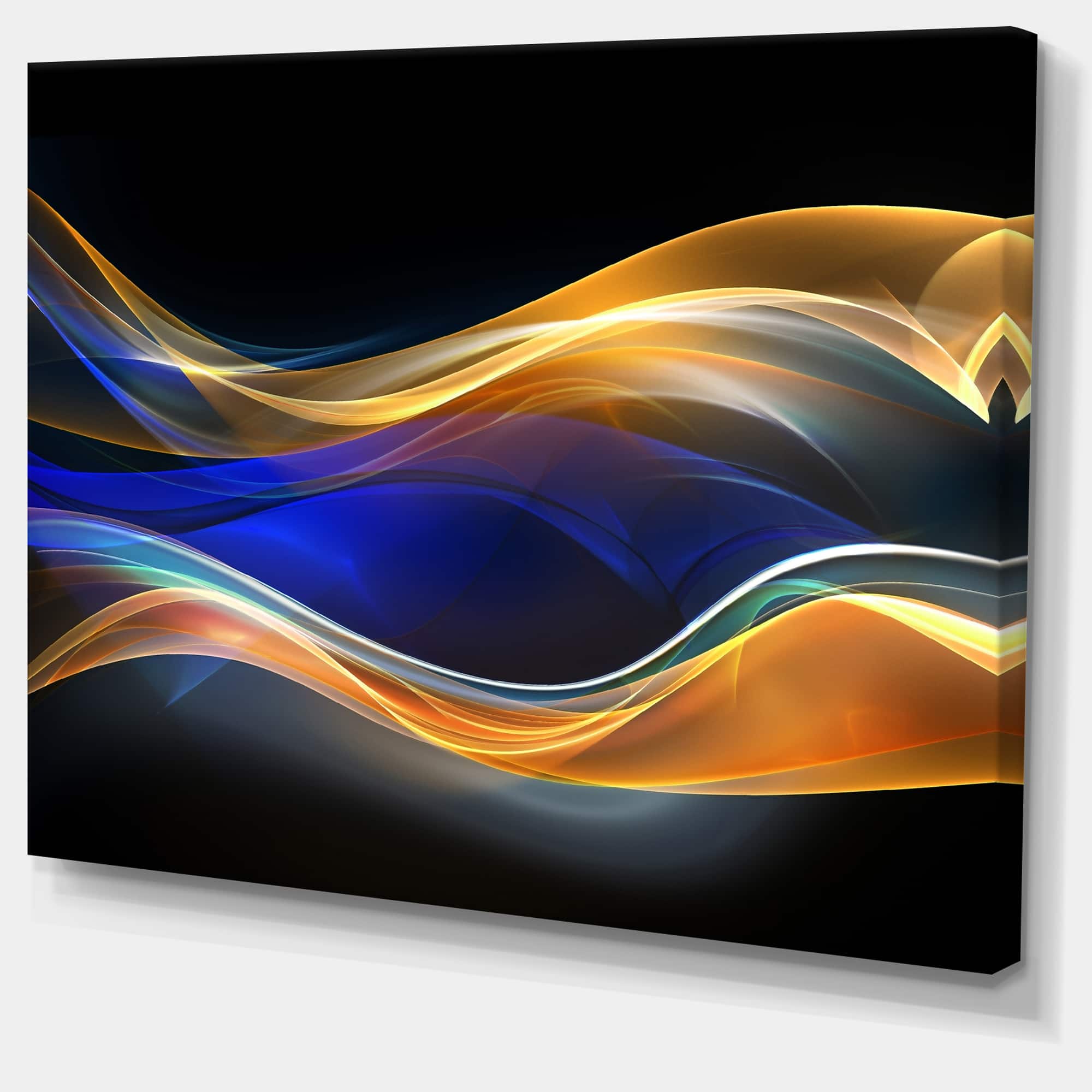 Designart - 3D Gold Blue Wave Design