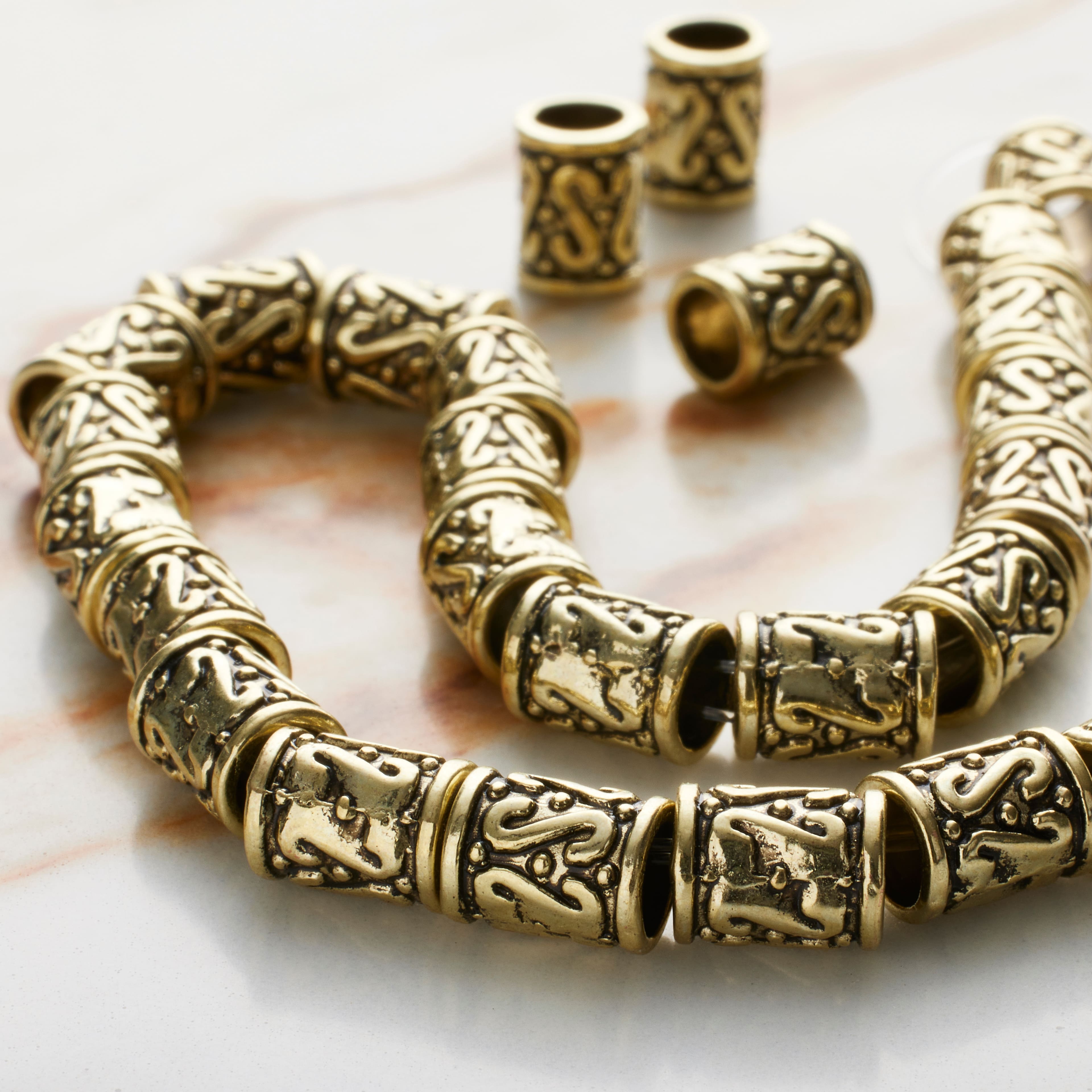 Gold Tube Metal Beads, 8mm by Bead Landing™