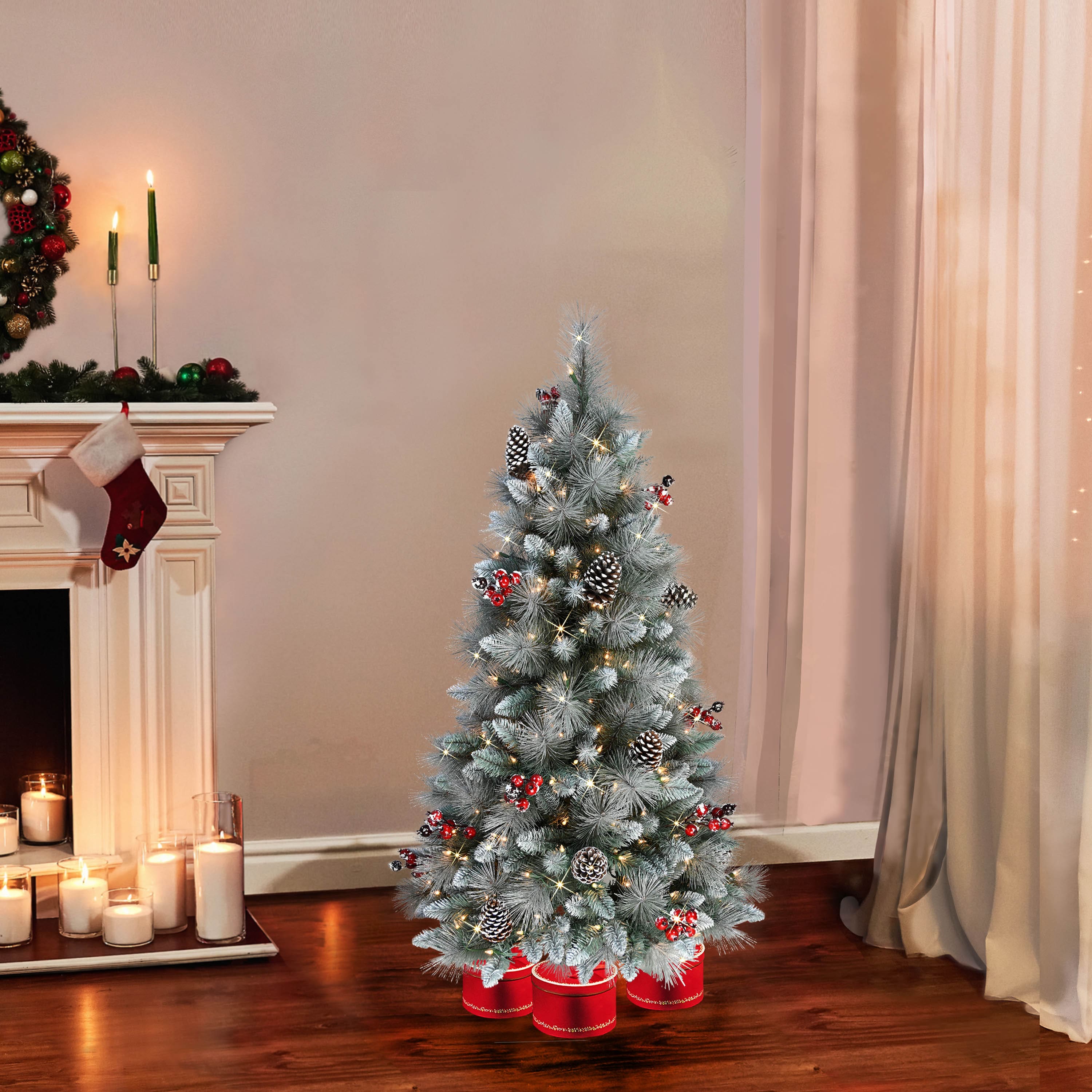 6 Pack: 4.5ft. Pre-Lit Sterling Pine Artificial Christmas Tree, Clear Lights