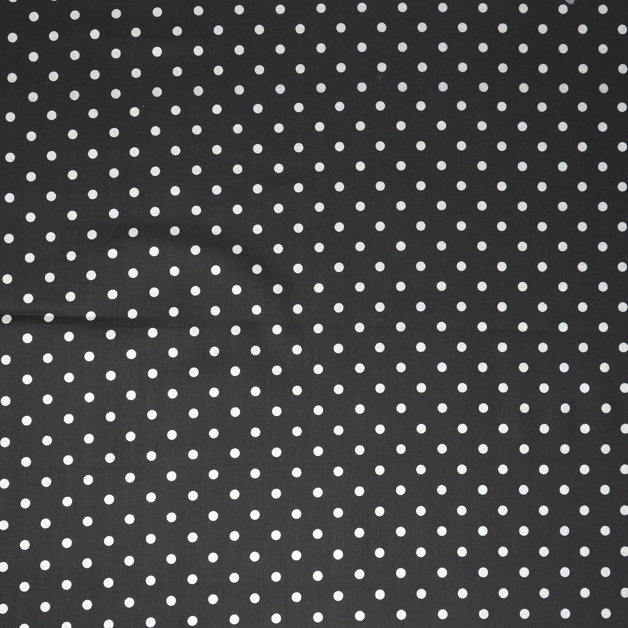 Stitch & Sparkle Dark Romance Silver Metallic Dot Black Cotton Fabric