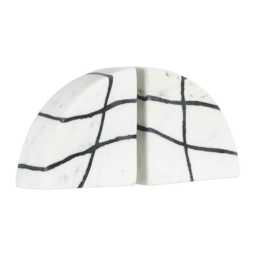 Hello Honey® 6" White & Black Marble Bookends Set