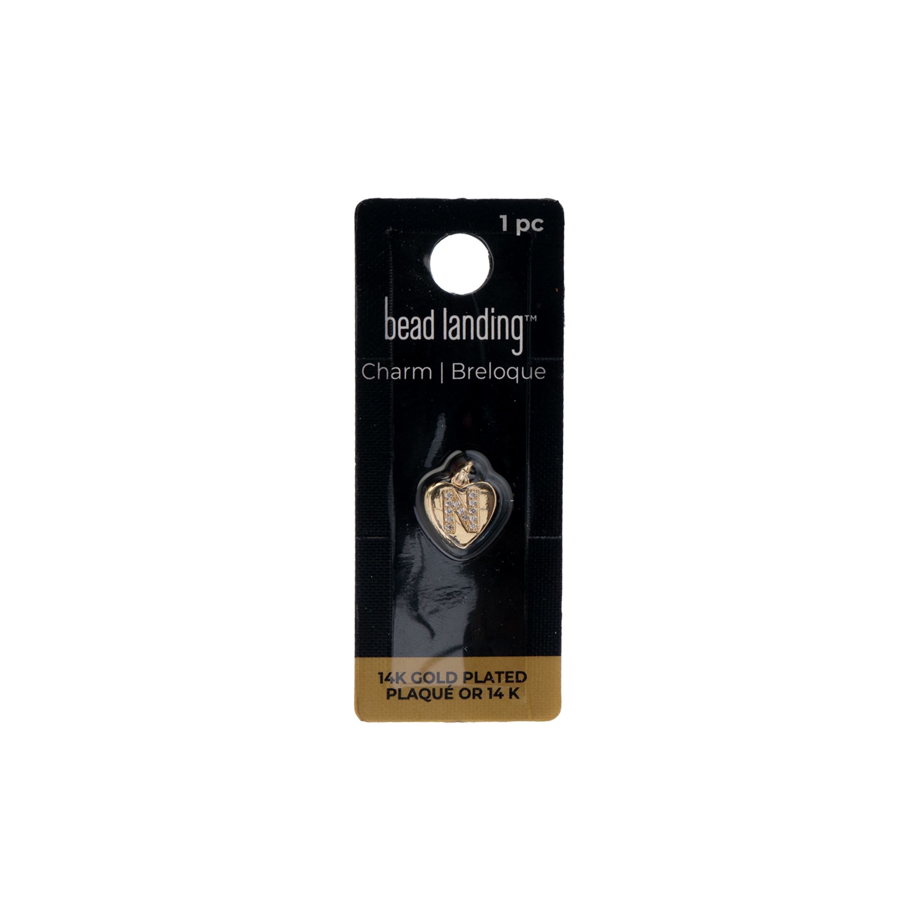 14K Gold-Plated Crystal Letter Heart Charm by Bead Landing