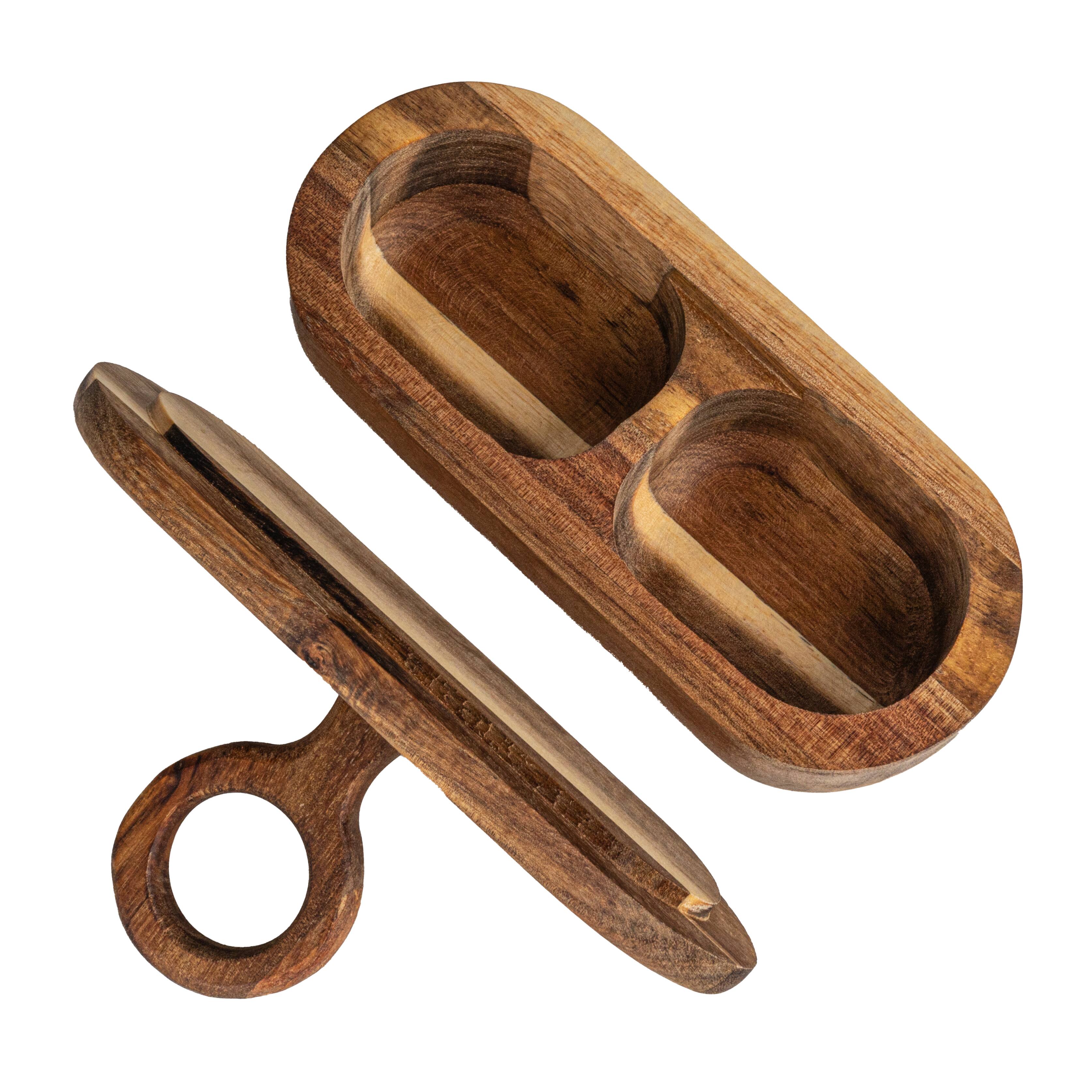 Hello Honey® 5" Acacia Wood Divided Container with Lid