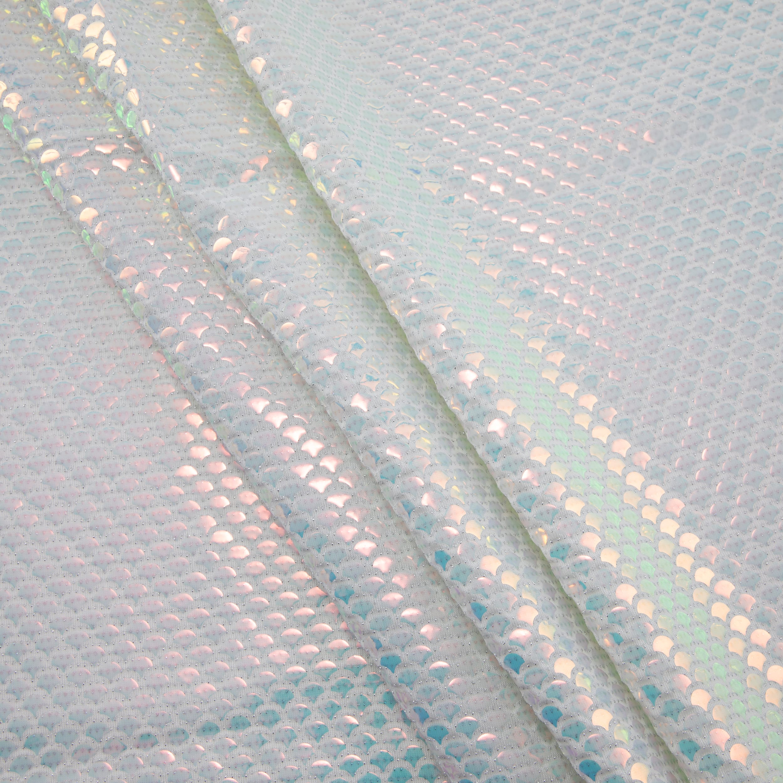 Cosplay by Yaya Han White Iridescent Scale Stretch Fabric