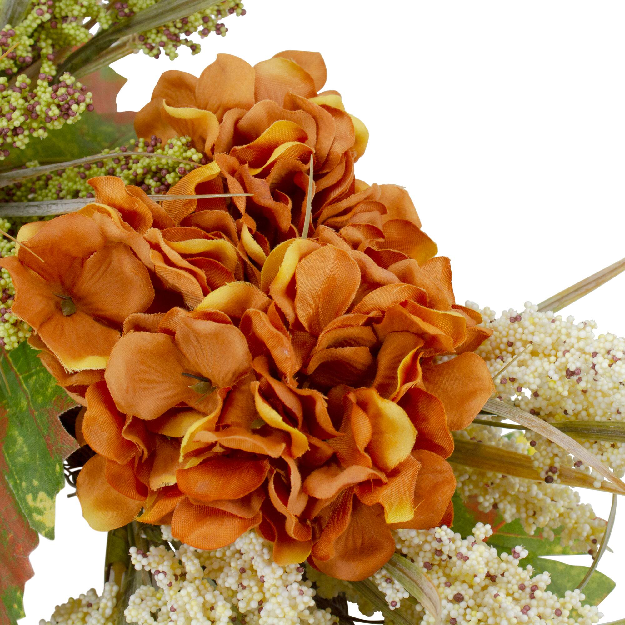 30" Orange & Green Fall Hydrangea Floral Wreath