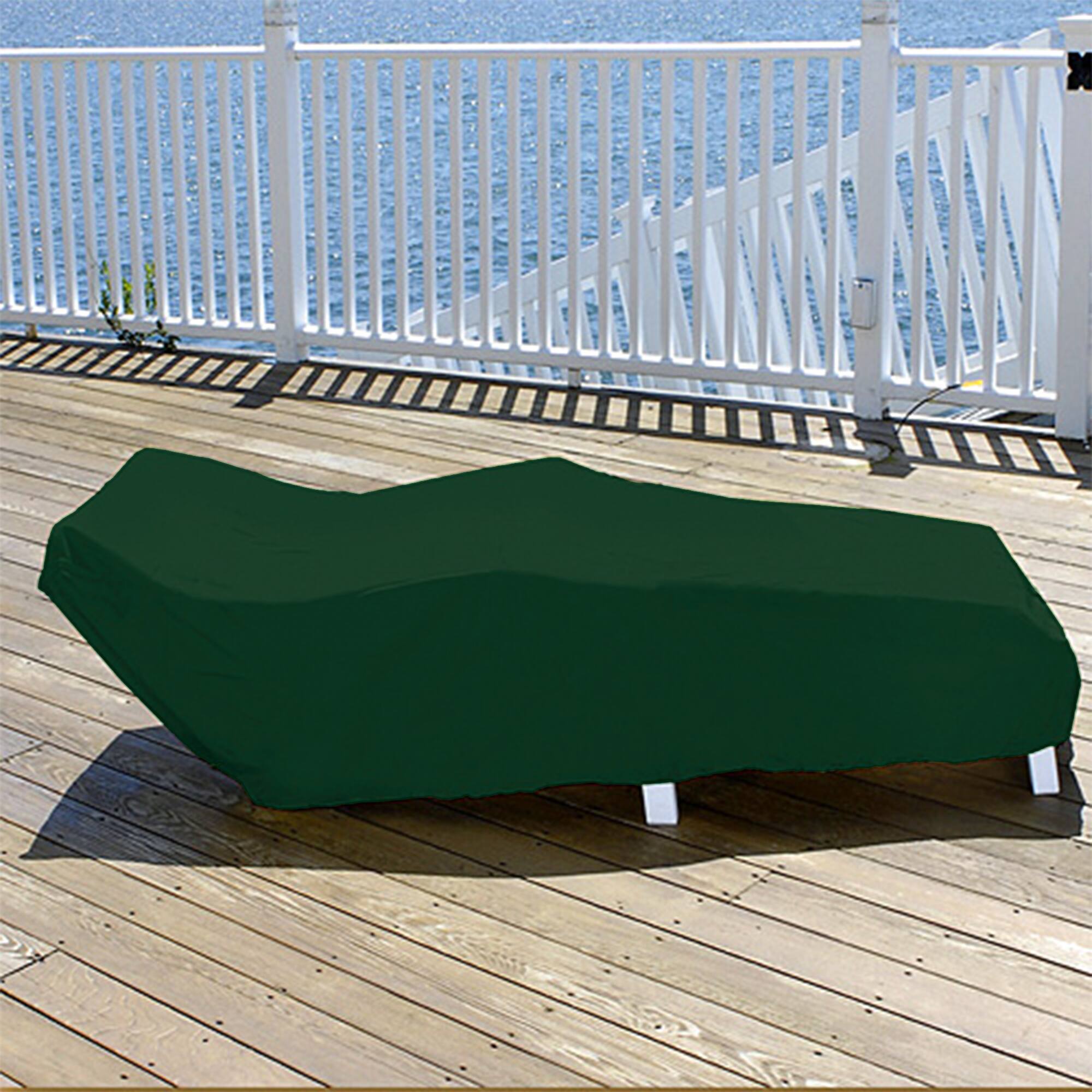 81" Green & White Stripes Reversible Lounge Chair Cover