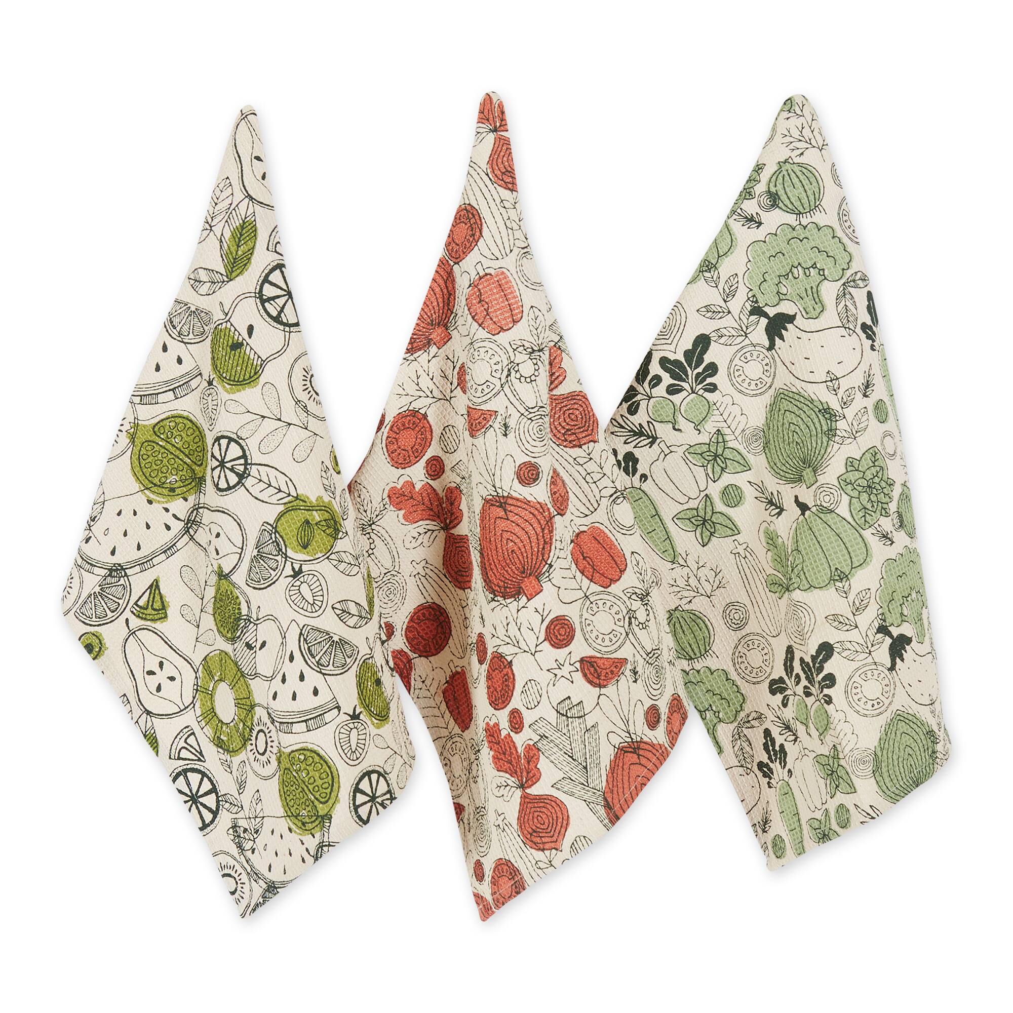 Fresh Produce Print Dishtowel & Dishcloth (Set of 6)