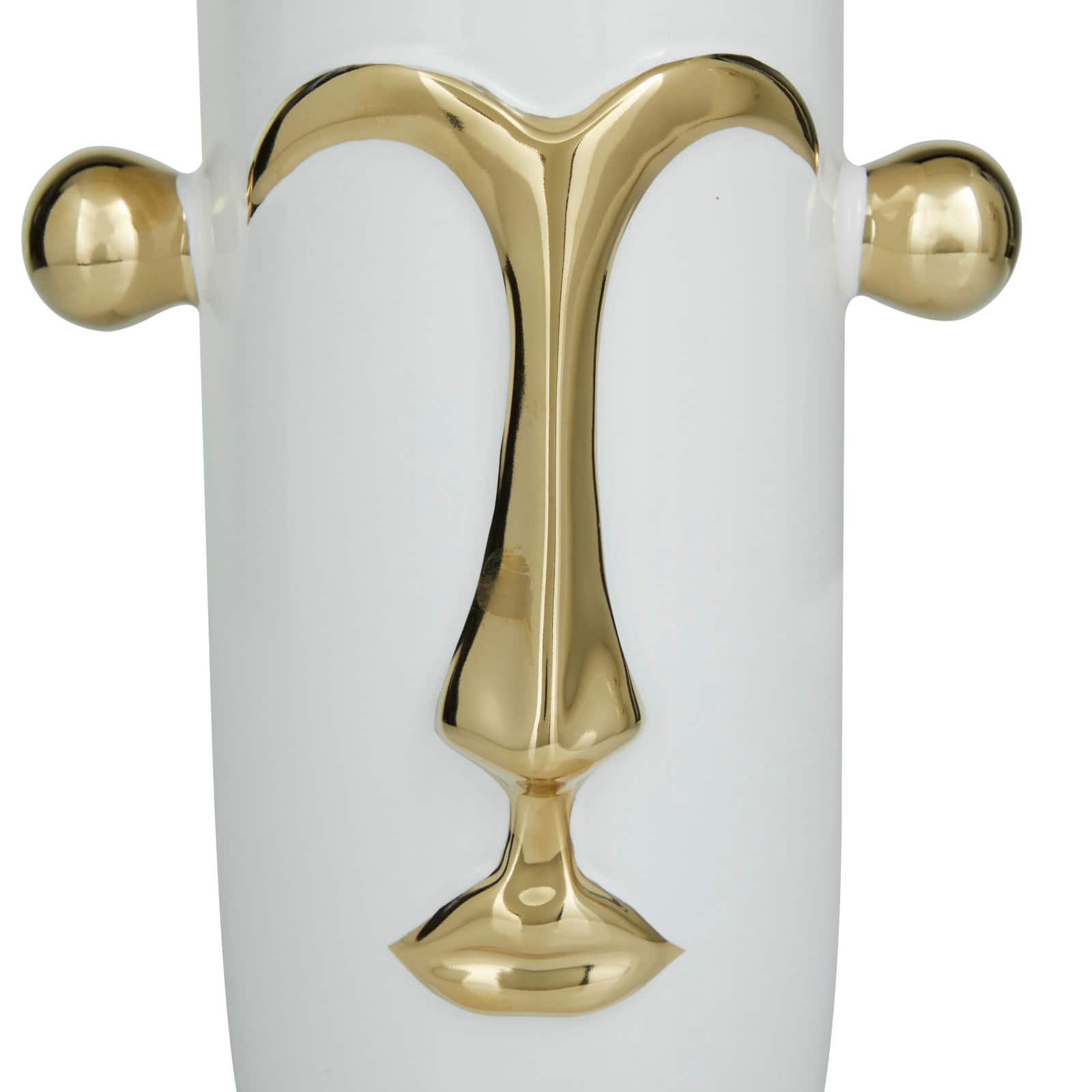 Set of 2" White Stoneware Modern Vase 16", 11"