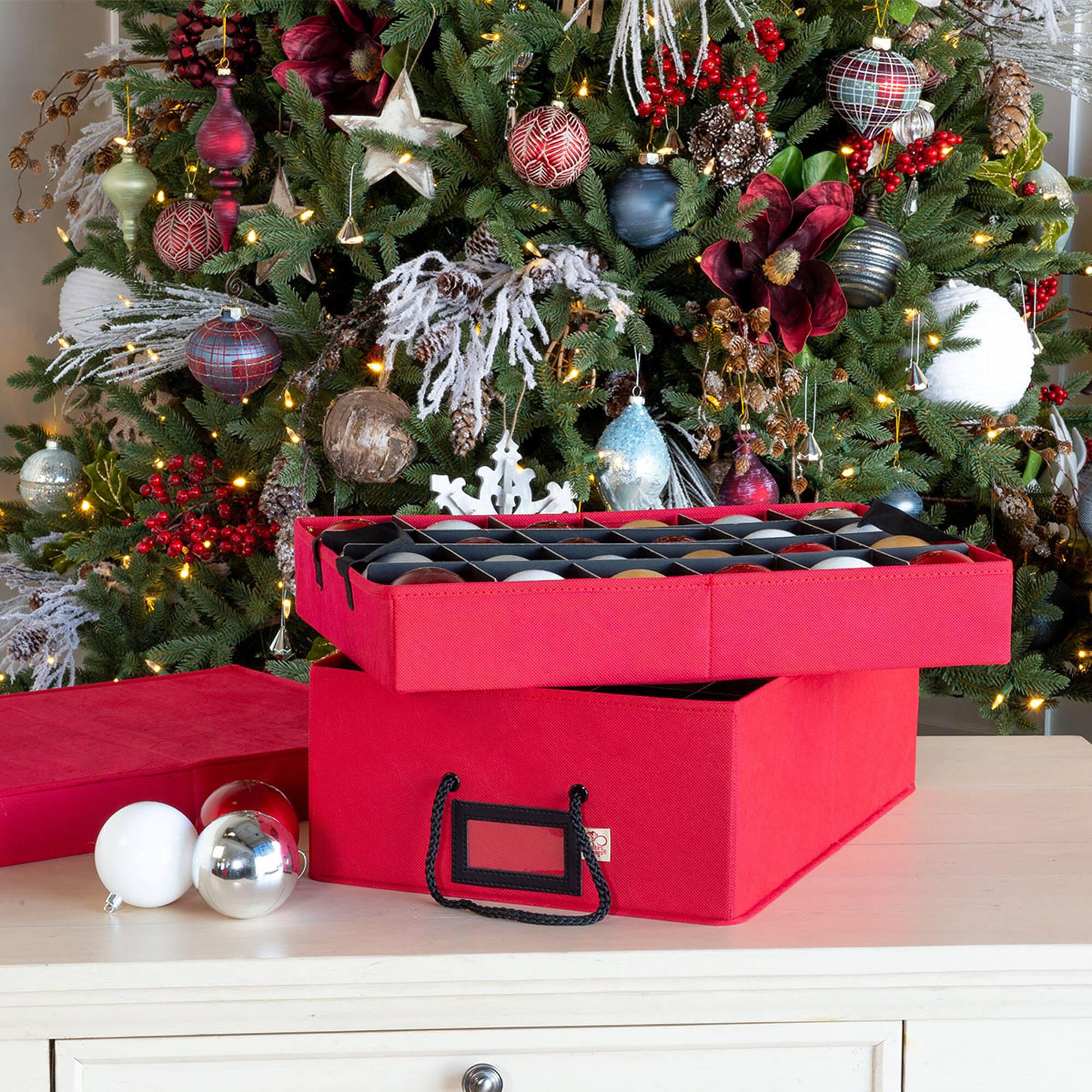 Santa's Bag 48ct. 3" Christmas Ornament Storage Box with Dividers