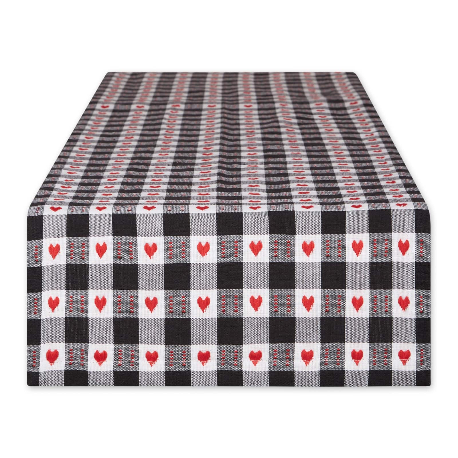 DII® 108" Hearts Dobby Check Table Runner