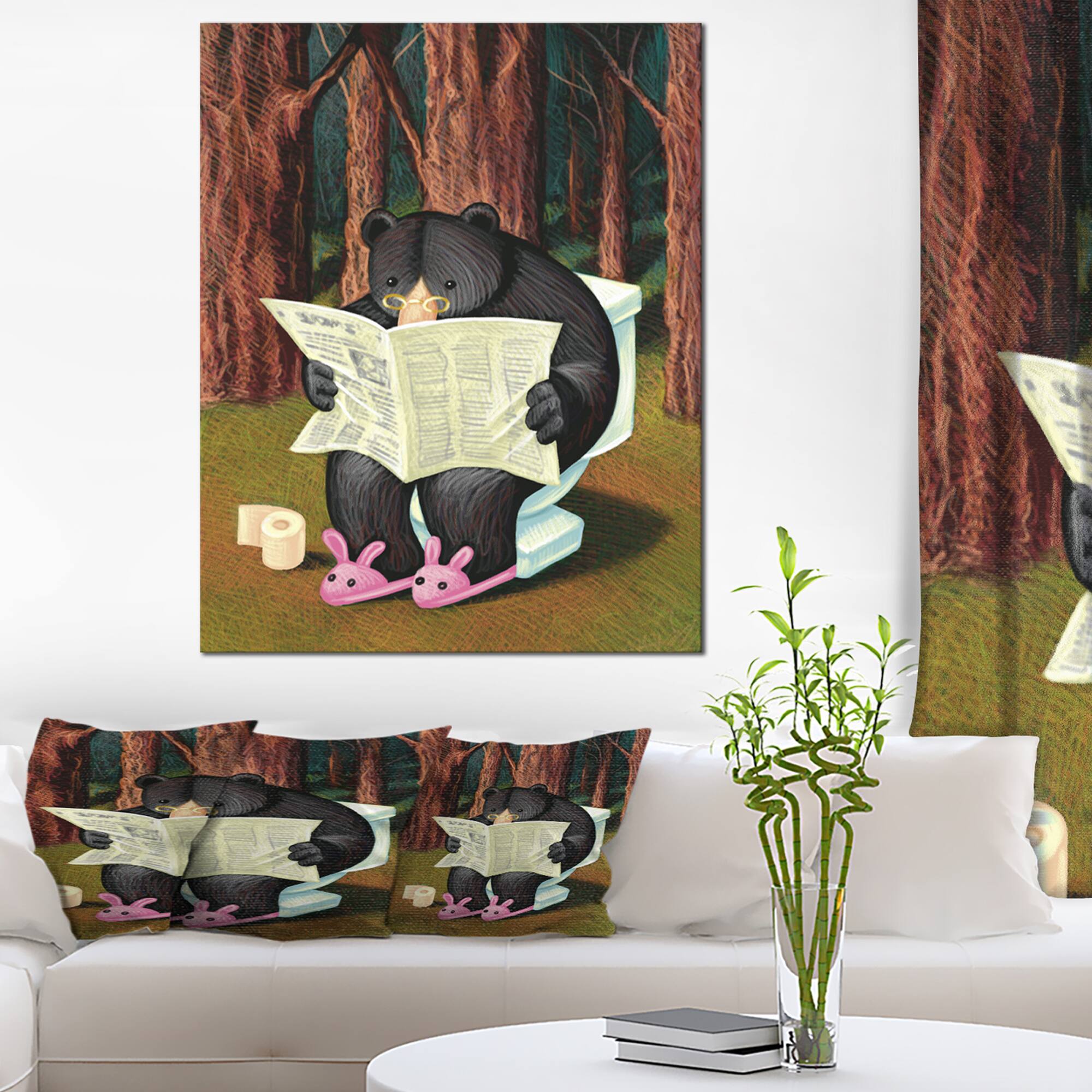 Designart - Bear in the Woods - Animal Canvas Art Print