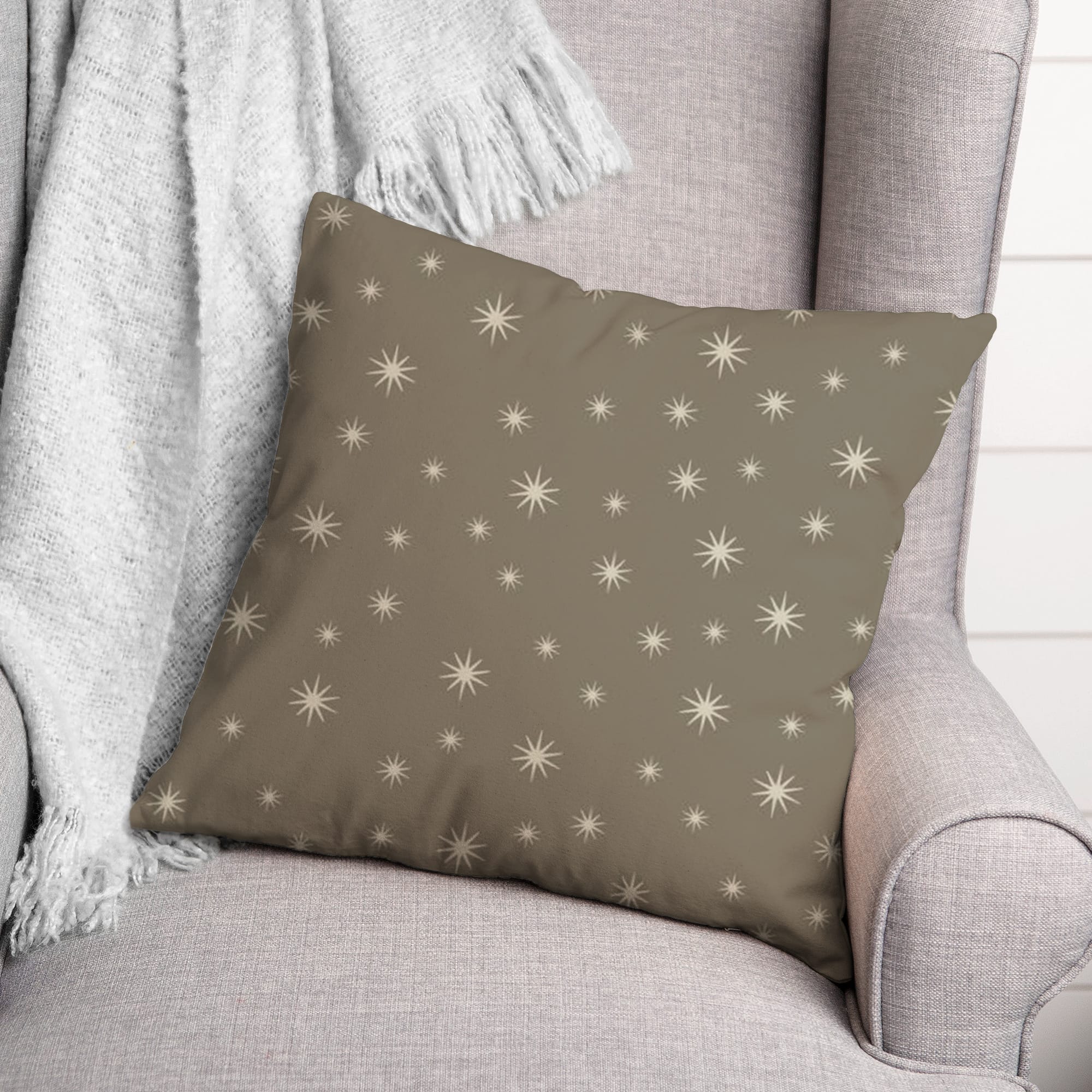 Gray Twinkle Throw Pillow