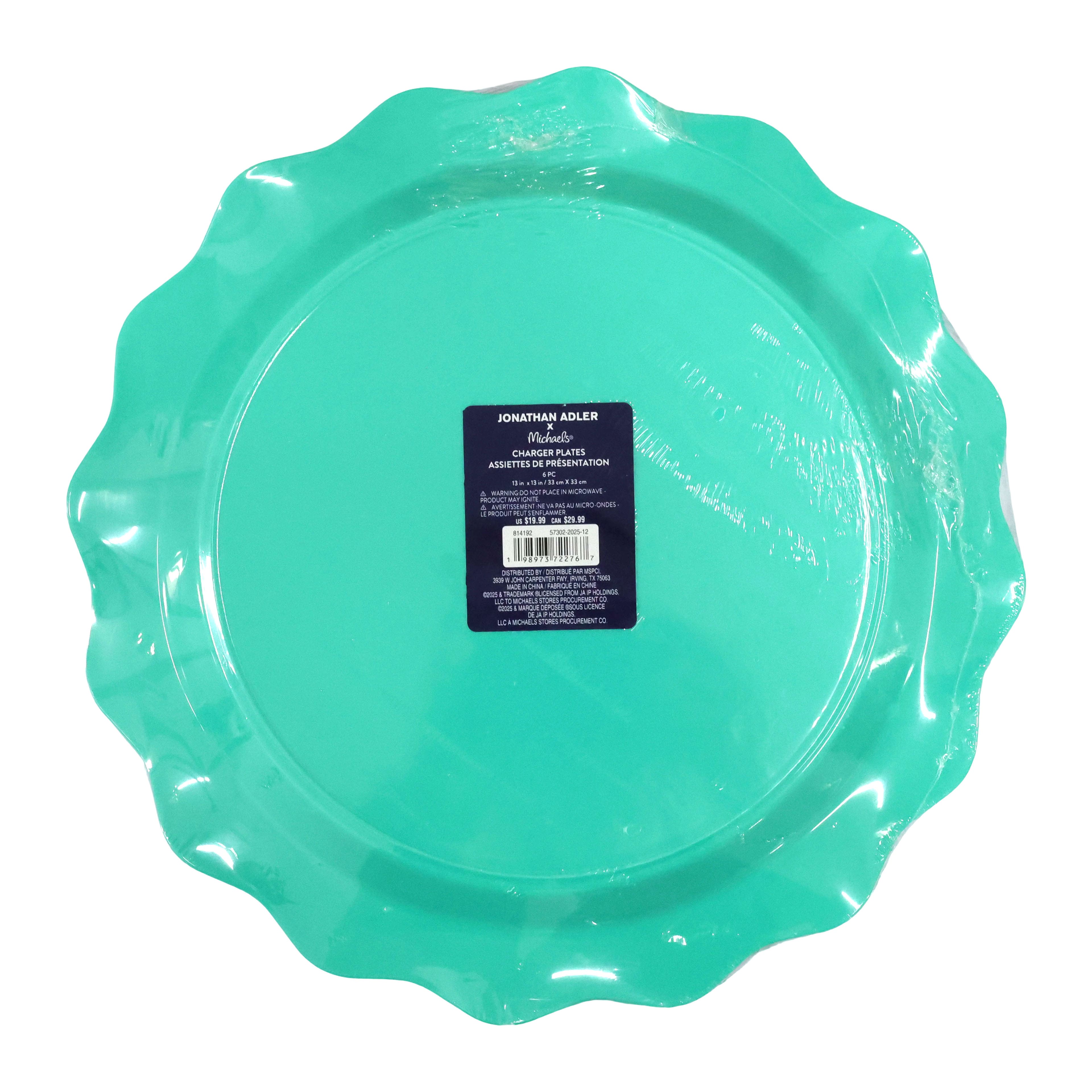 Jonathan Adler x Michaels 13" Teal Charger Plates, 6ct.