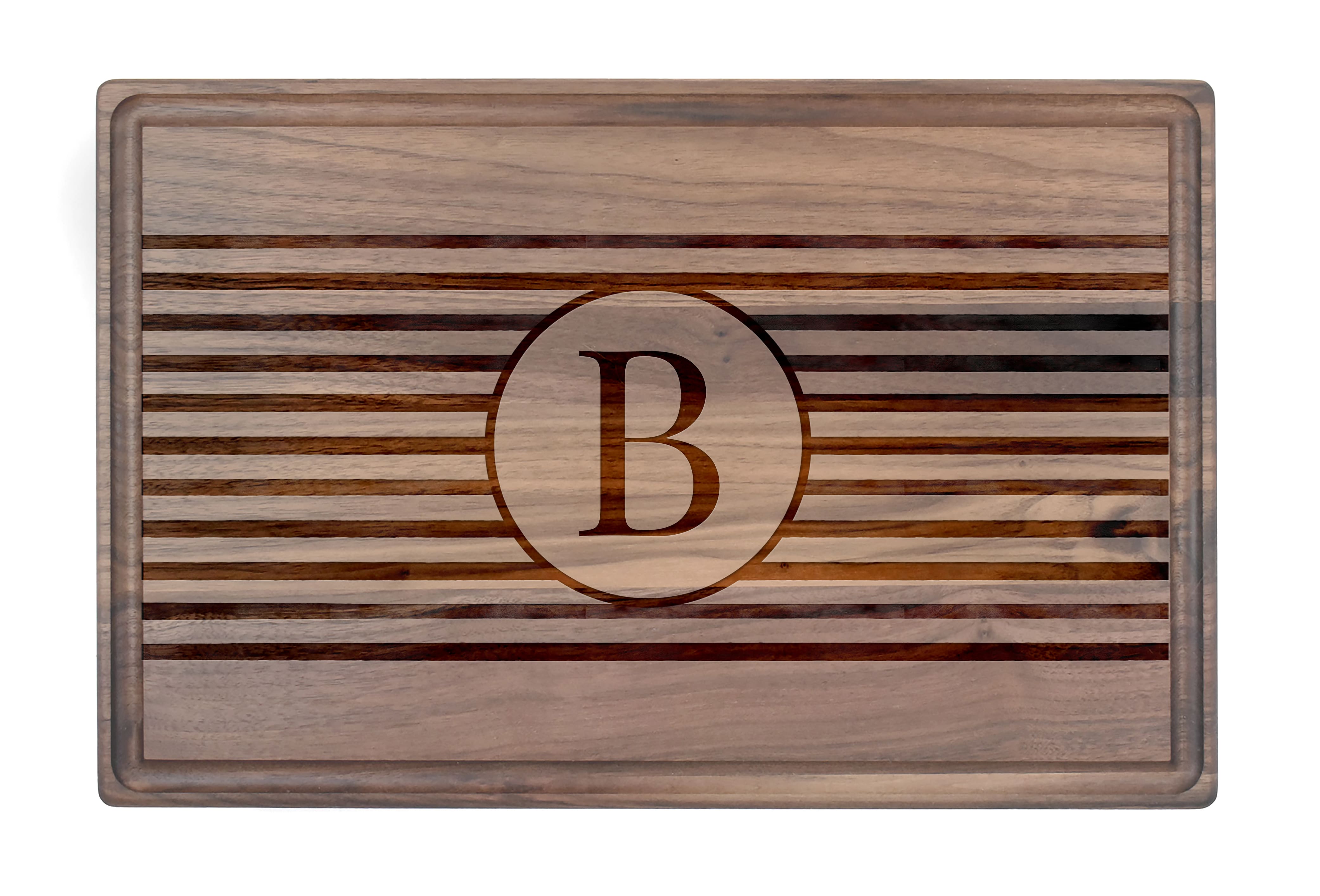 Stripe Monogram Walnut Cutting Board