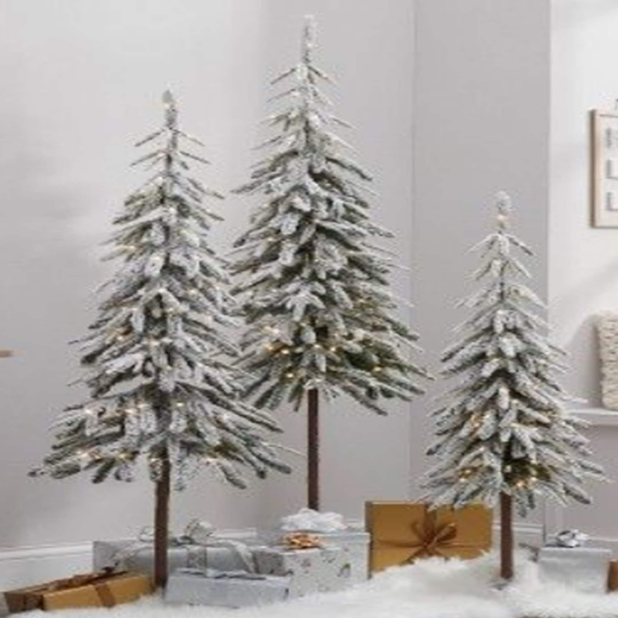 3ft. Pre-Lit Flocked Alpine Artificial Christmas Tree, Clear Lights