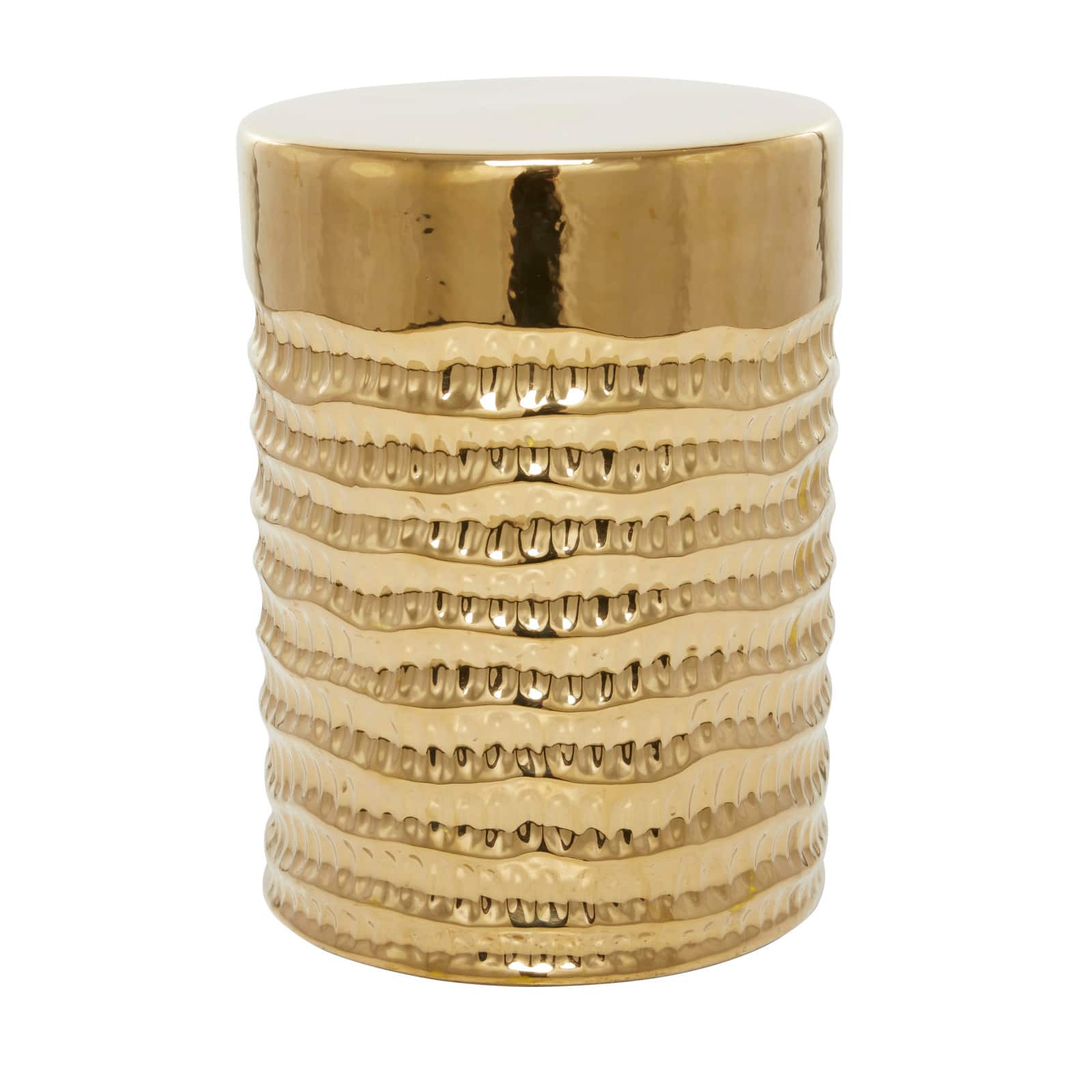 18" Gold Stoneware Glam Accent Table