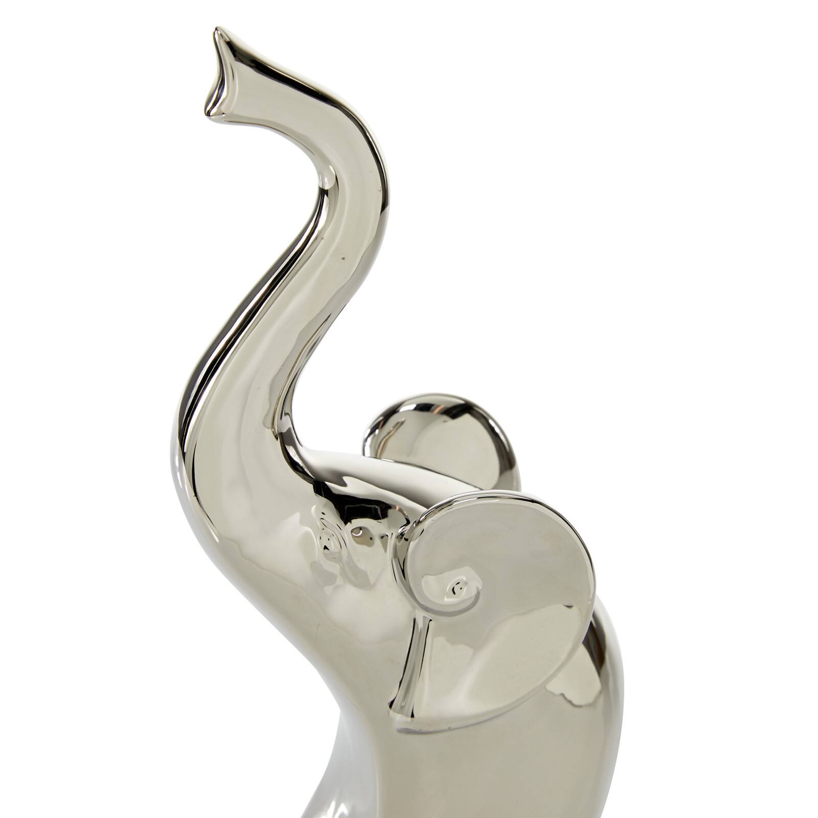 Silver Porcelain Contemporary Elephant Sculpture Set