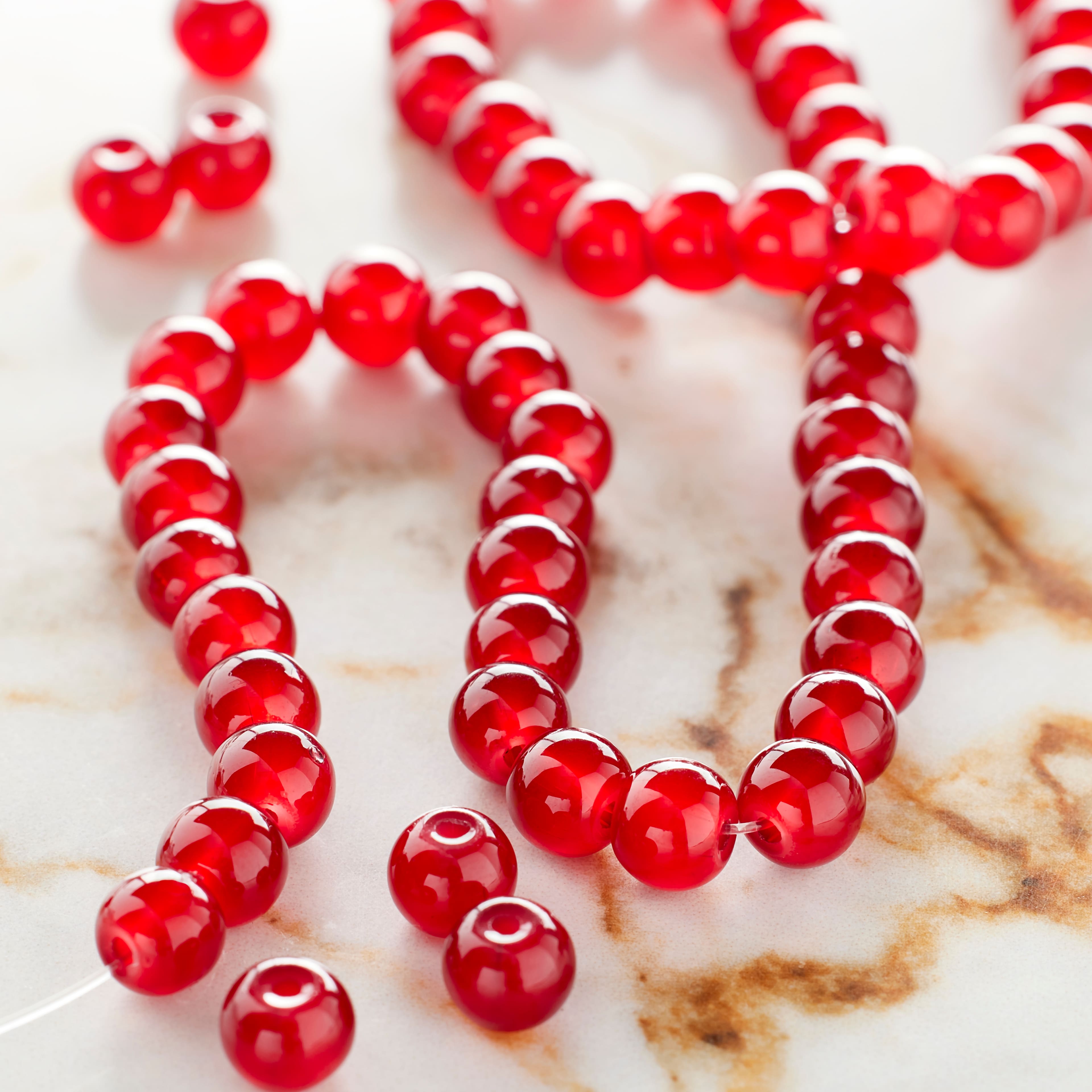 Burgundy Glass Round Beads, 6mm by Bead Landing™