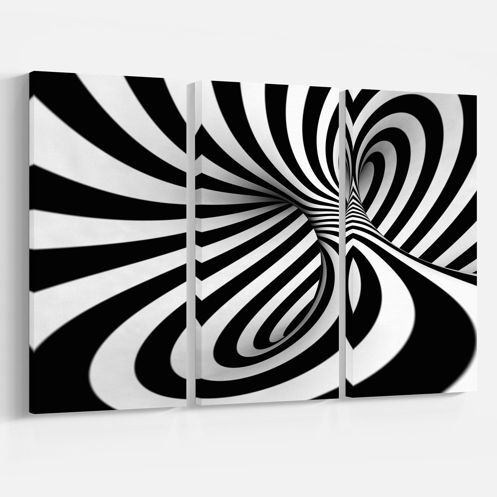 Designart - Spiral Black n White - Abstract Canvas Art Print
