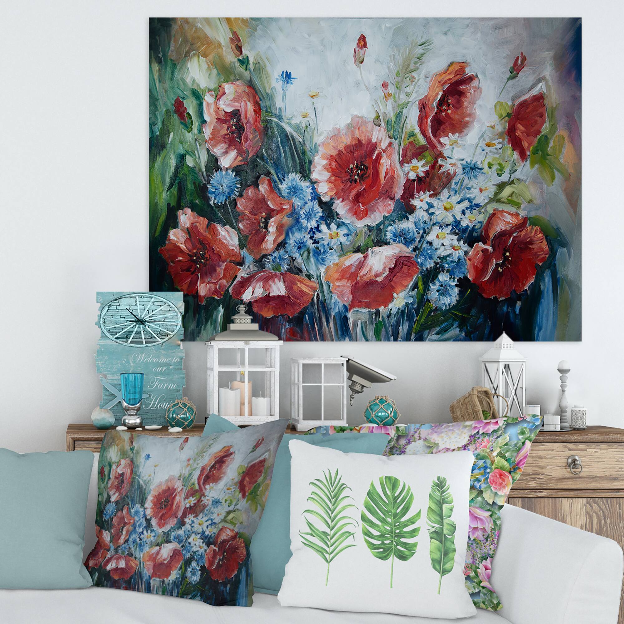 Designart - Retro Bouquet of Poppies