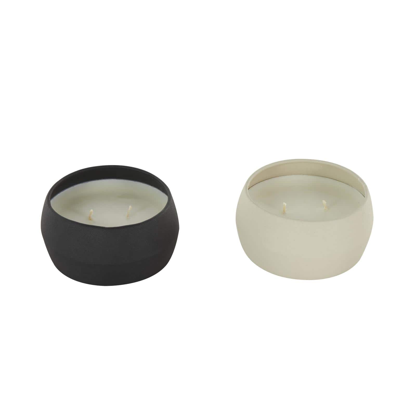 Black & White Apple Cinnamon & Creamy Vanilla Swirl Scented Textured Metal Candle Set