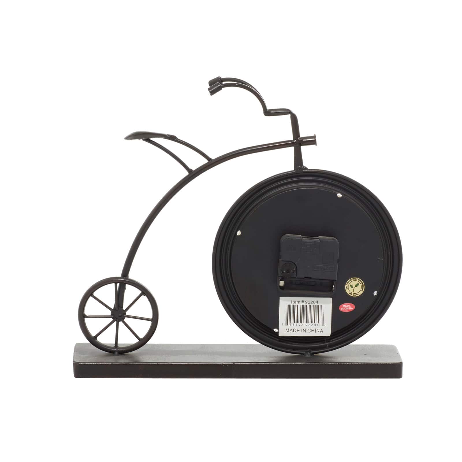 13" Brown Metal Penny-Farthing Clock