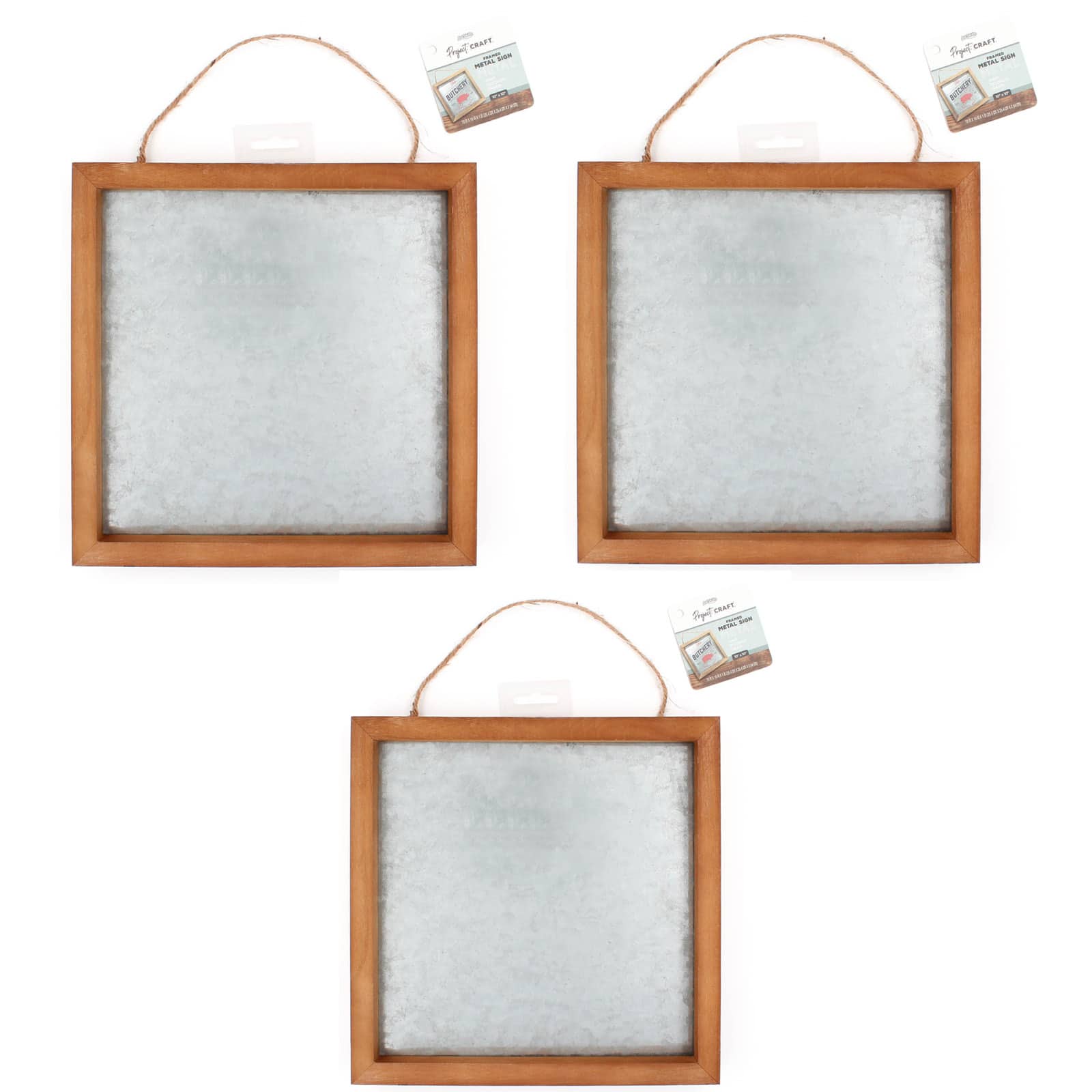 ArtSkills® 3 Pack 10" x 10" Wood Framed Metal Plaque