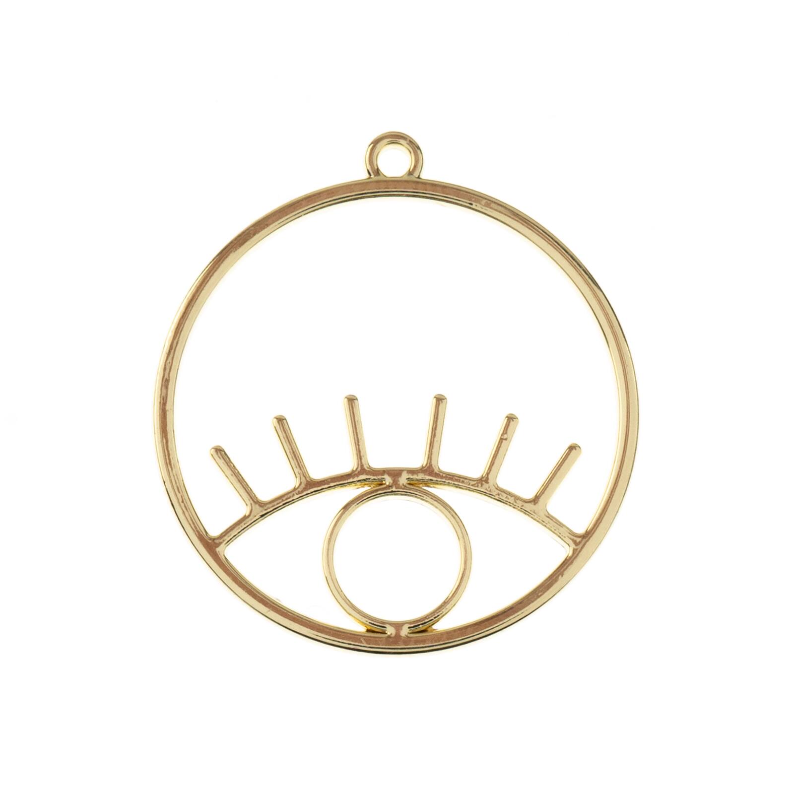 John Bead Beadwork Findings Gold Circle with Eye Pendant, 5ct.