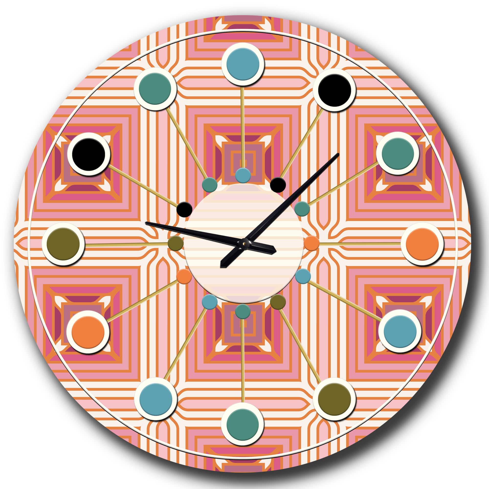 Designart Geometric Retro Design II Mid-Century Modern Wall Clock