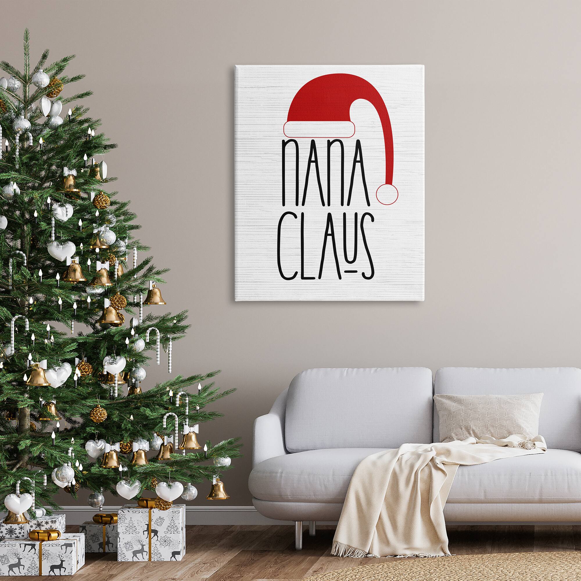 Stupell Industries Nana Claus Fun Santa Hat Phrase Canvas Wall Art