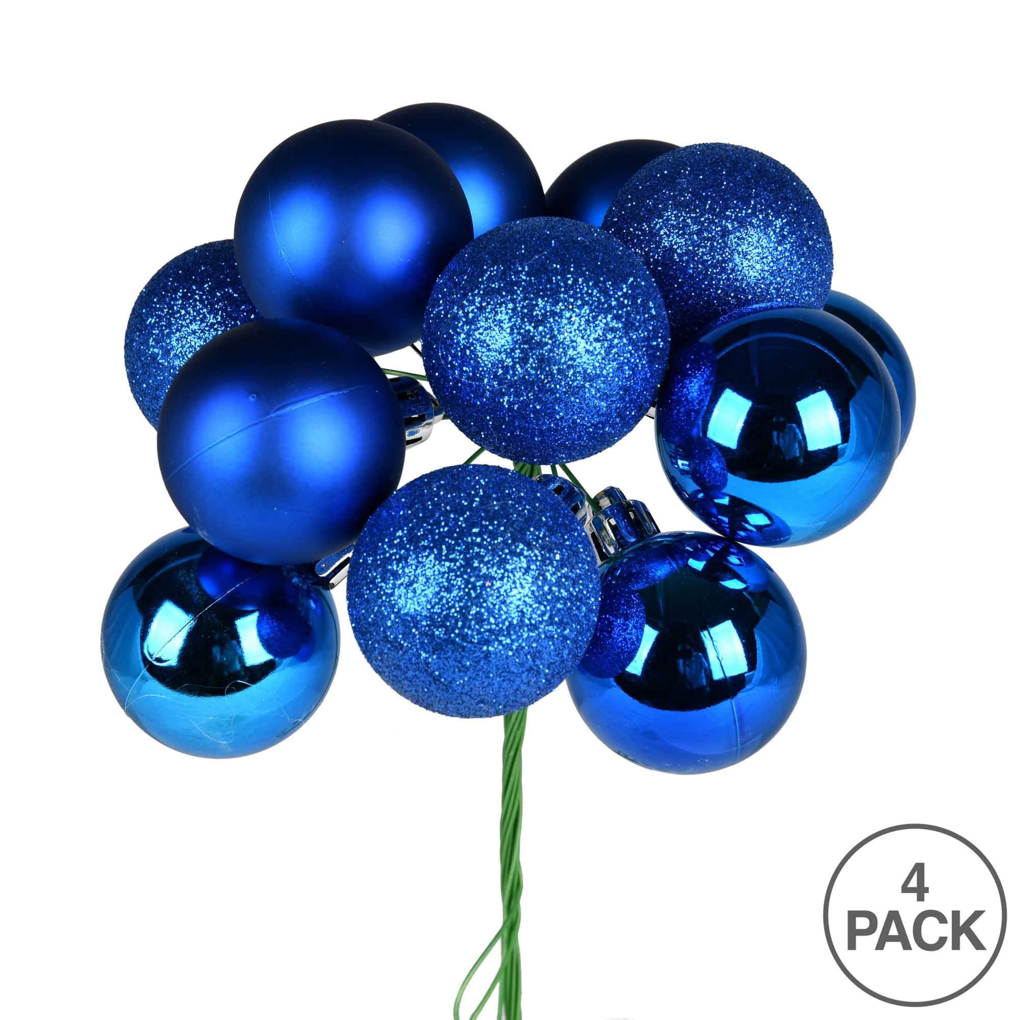 Vickerman 12" Blue Ball Ornament Christmas Picks, 4ct.