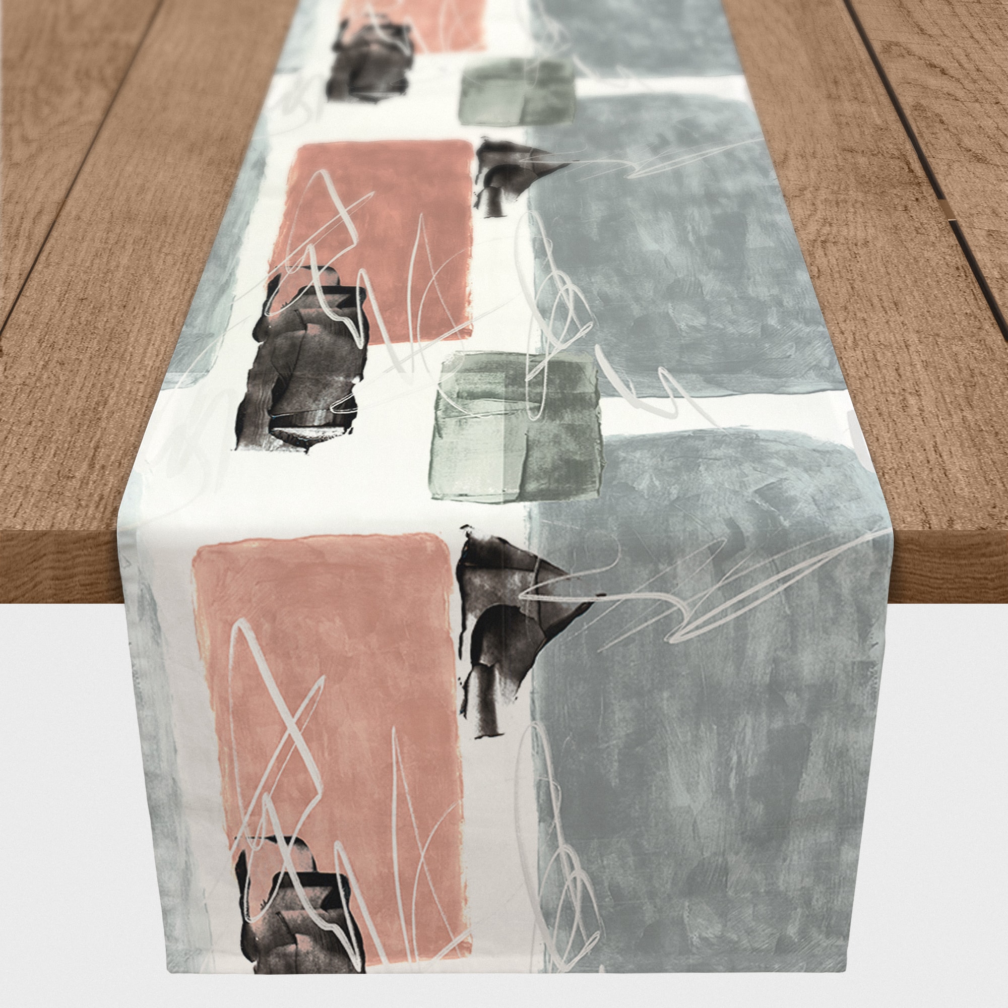 Blue and Pink Abstract 16" x 72" Cotton Twill Runner