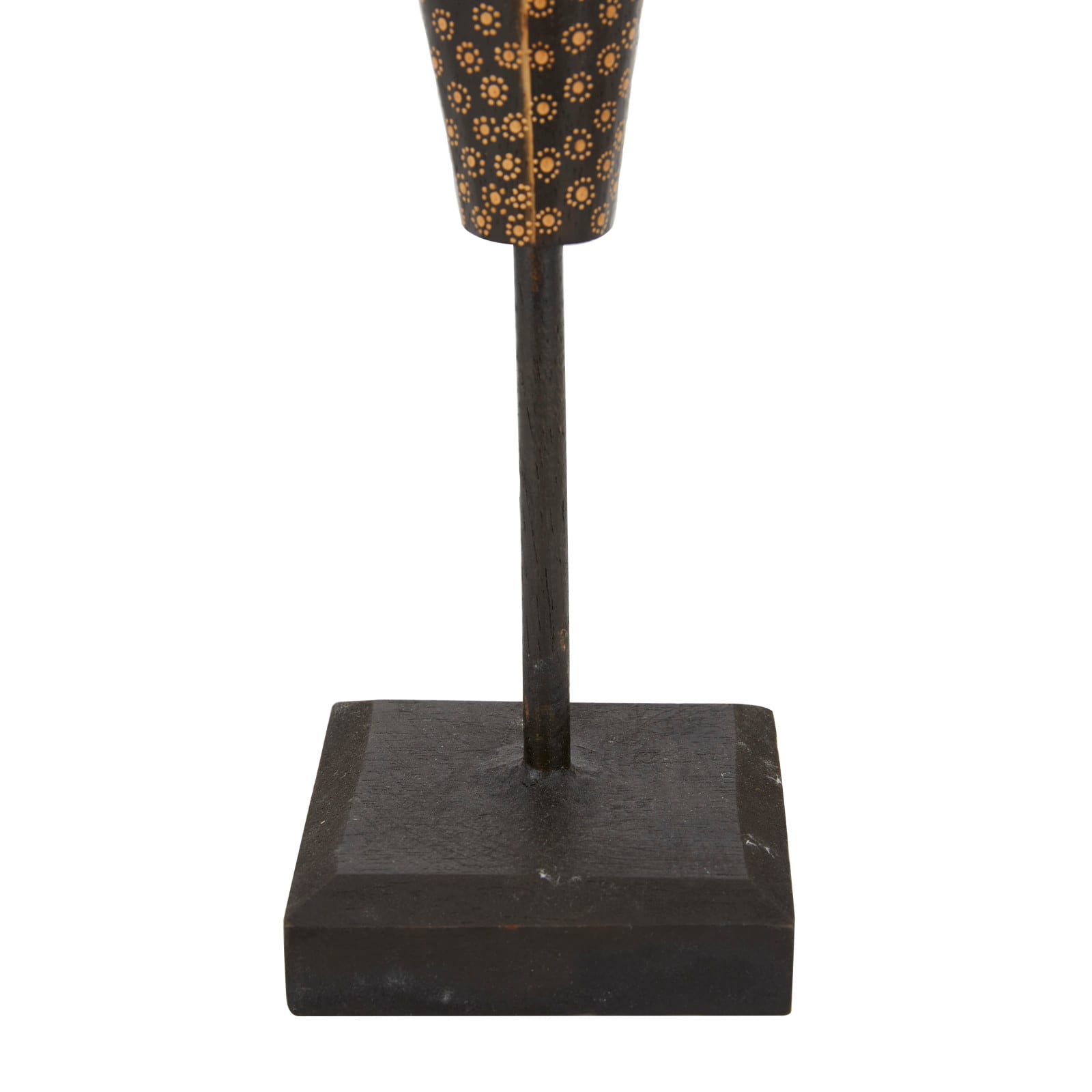 Set of 3 Black Wood Bohemian Sculptures, 23" x 4" x 4"