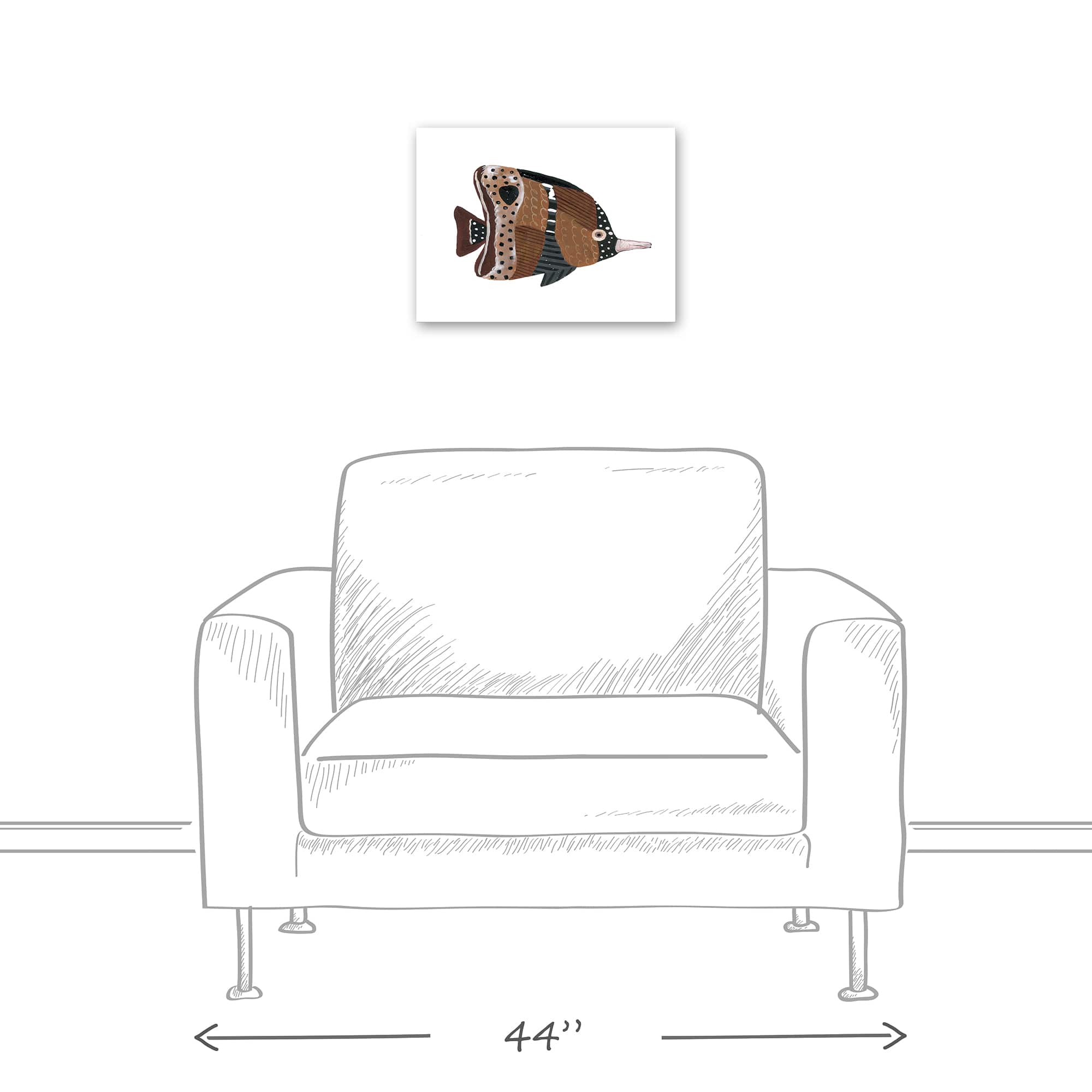 Neutral Fish With Pointy Nose 16" x 12" Canvas Wall Art