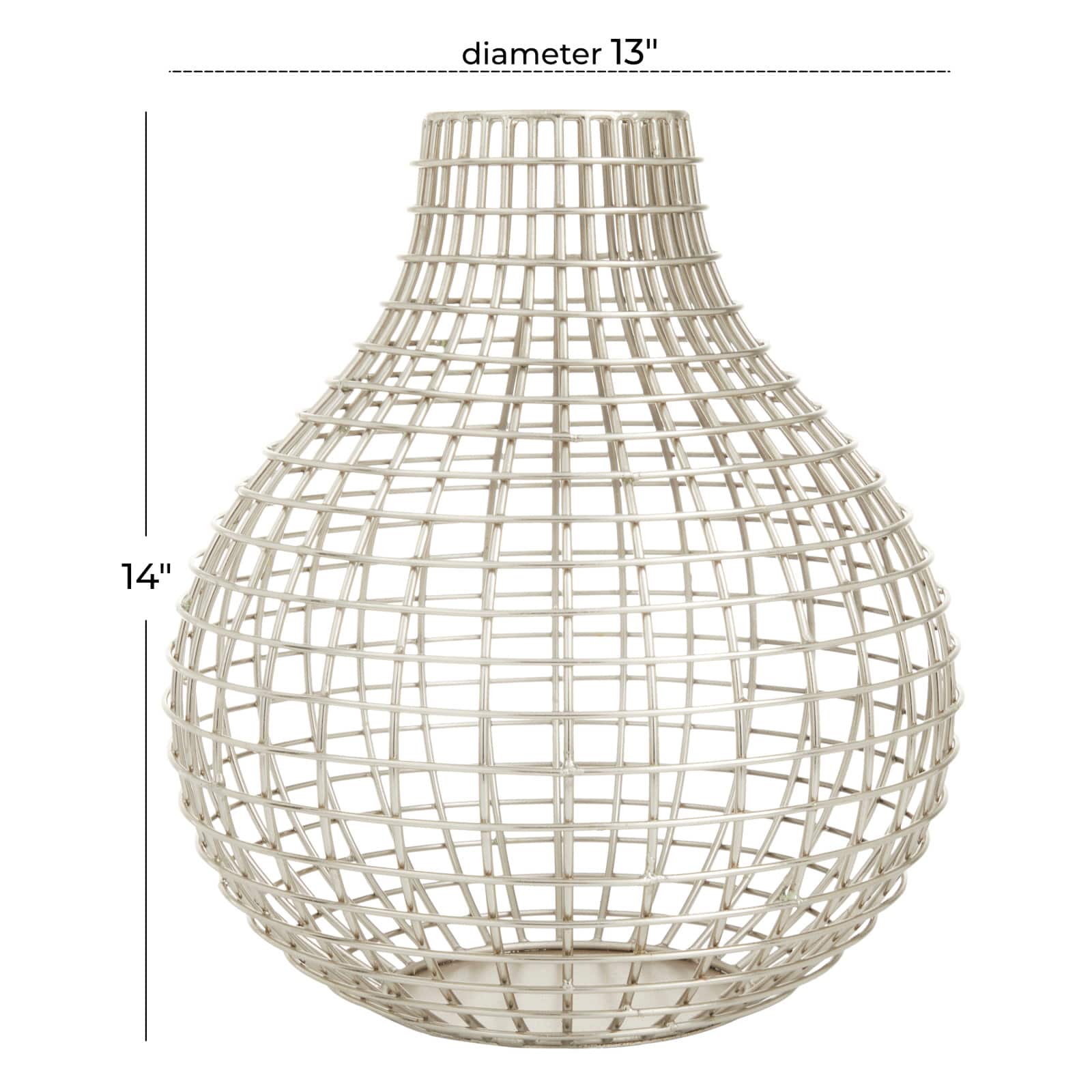 CosmoLiving by Cosmopolitan Silver Iron Modern Vase, 13" x 13" x 14"