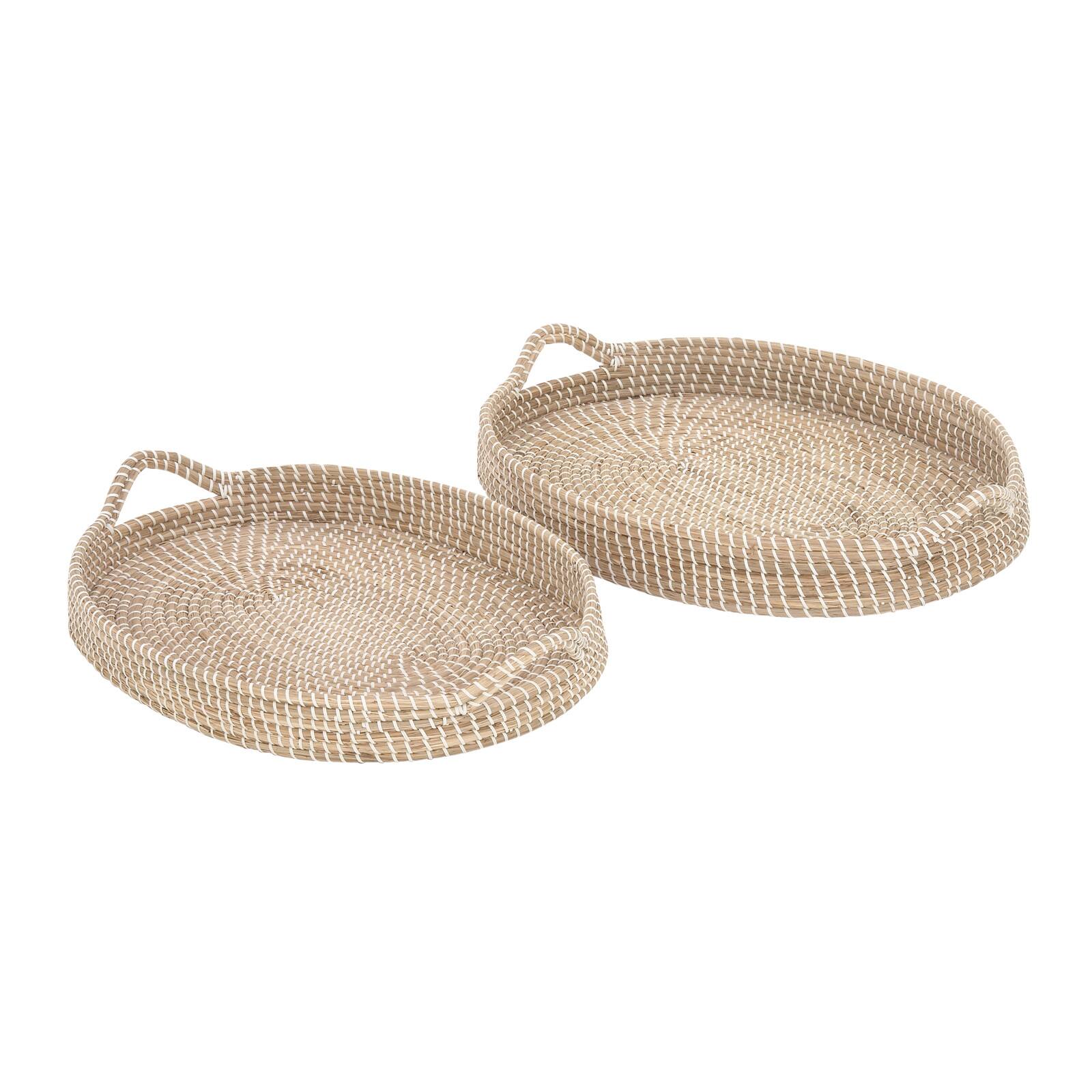 Brown Sea Grass Boho Style Tray Set