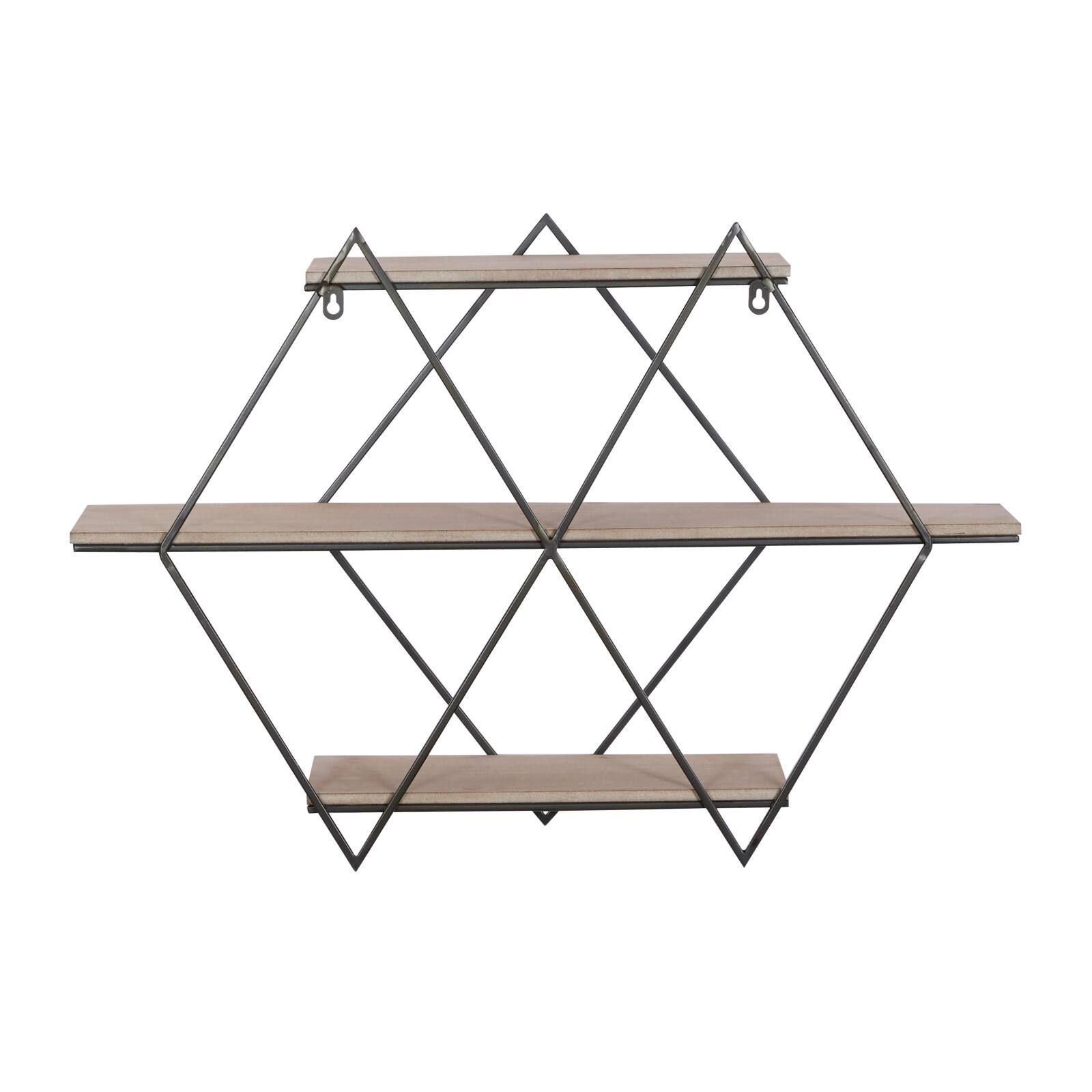Brown Wood Contemporary Wall Shelf, 20" x 30" x 7"