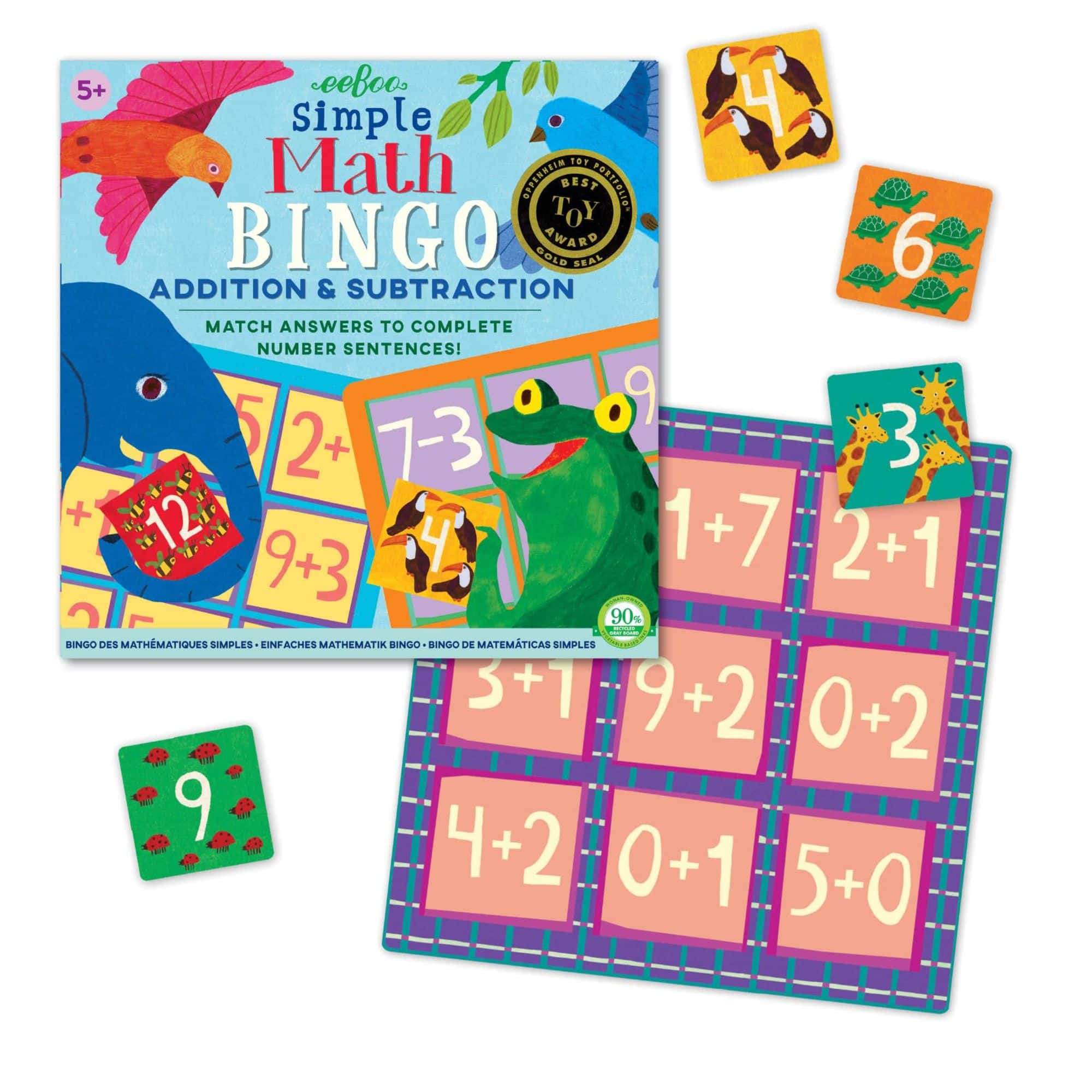 eeBoo Simple Addition & Subtraction Math Bingo Game