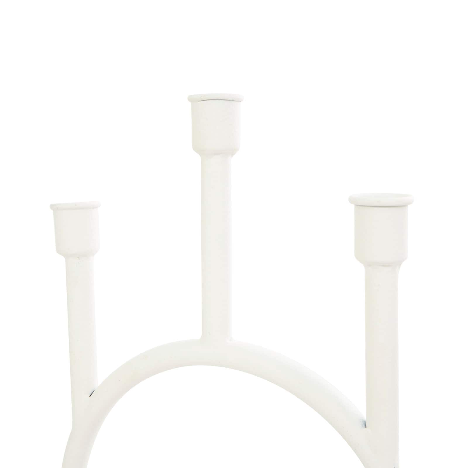 Black & White Metal Abstract Circular Ring Candle Holder with Wooden Cone Bases Set