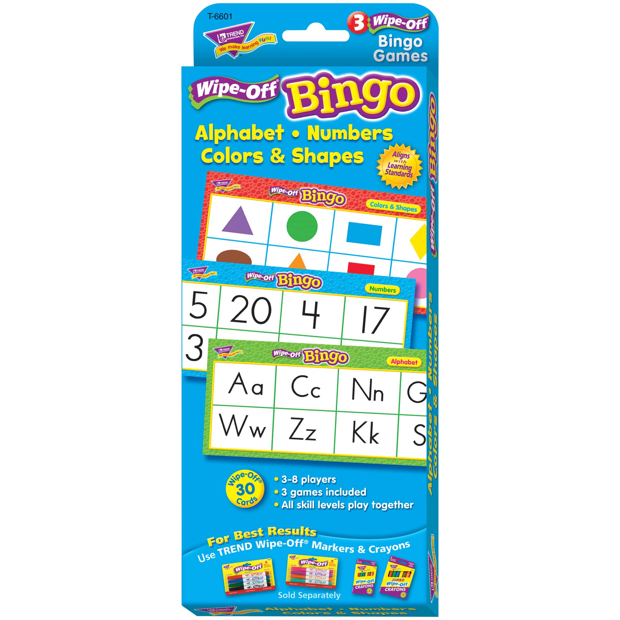 Trend Enterprise Alphabet, Numbers, Colors & Shapes Wipe-Off® Bingo