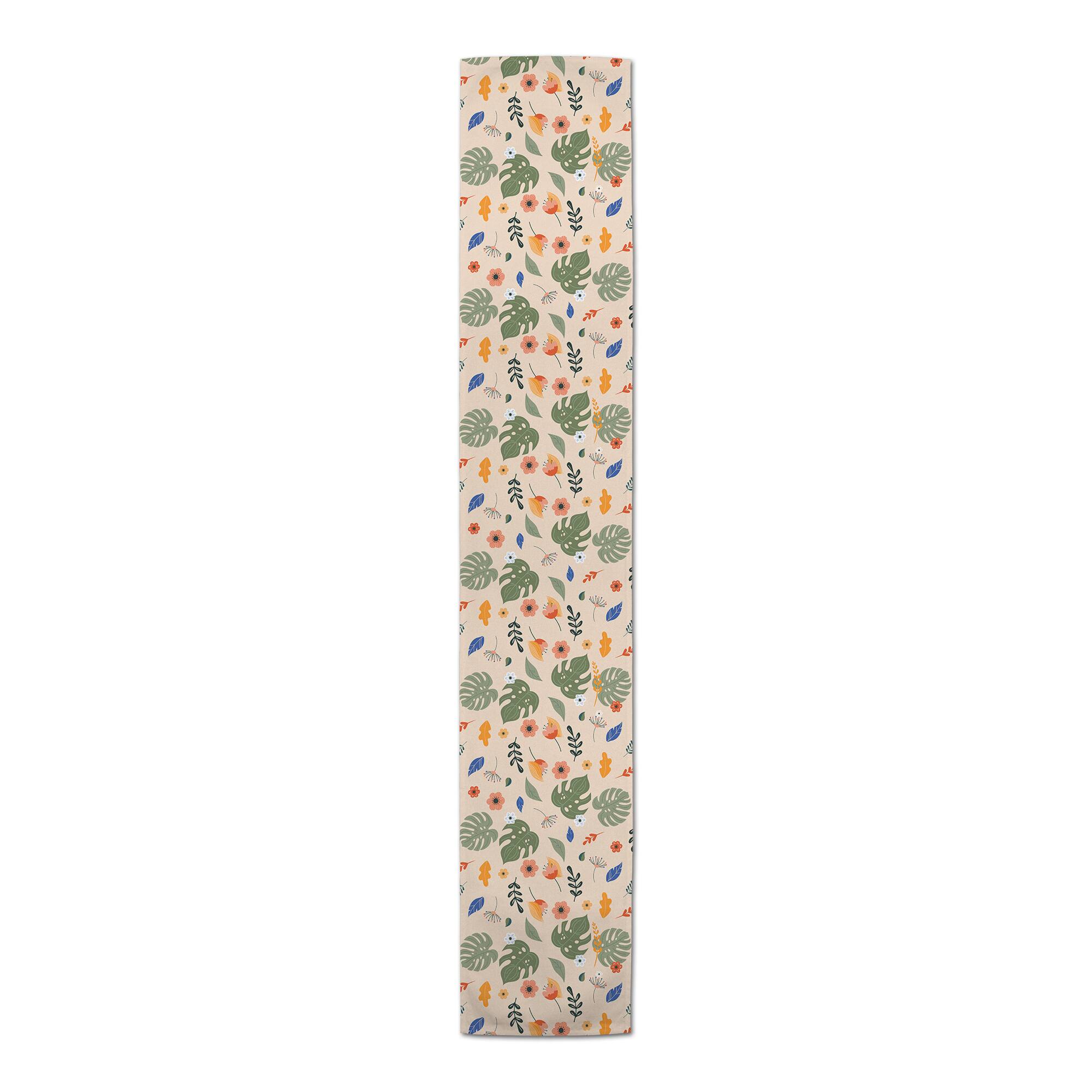 Floral Summer Palms 16" x 72" Cotton Twill Runner