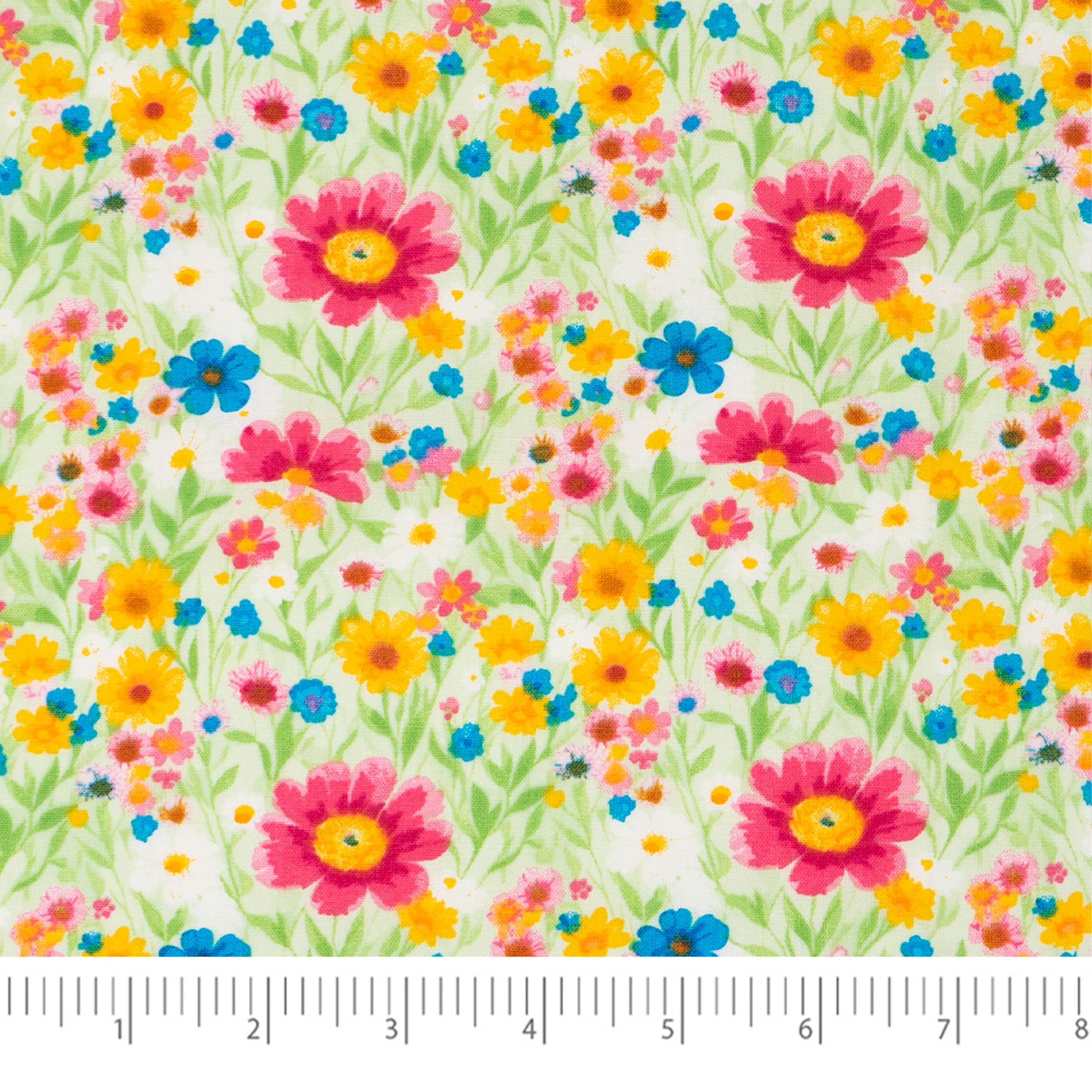 SINGER Pink Green Spring Print Ringspun Cotton Fabric Bundle