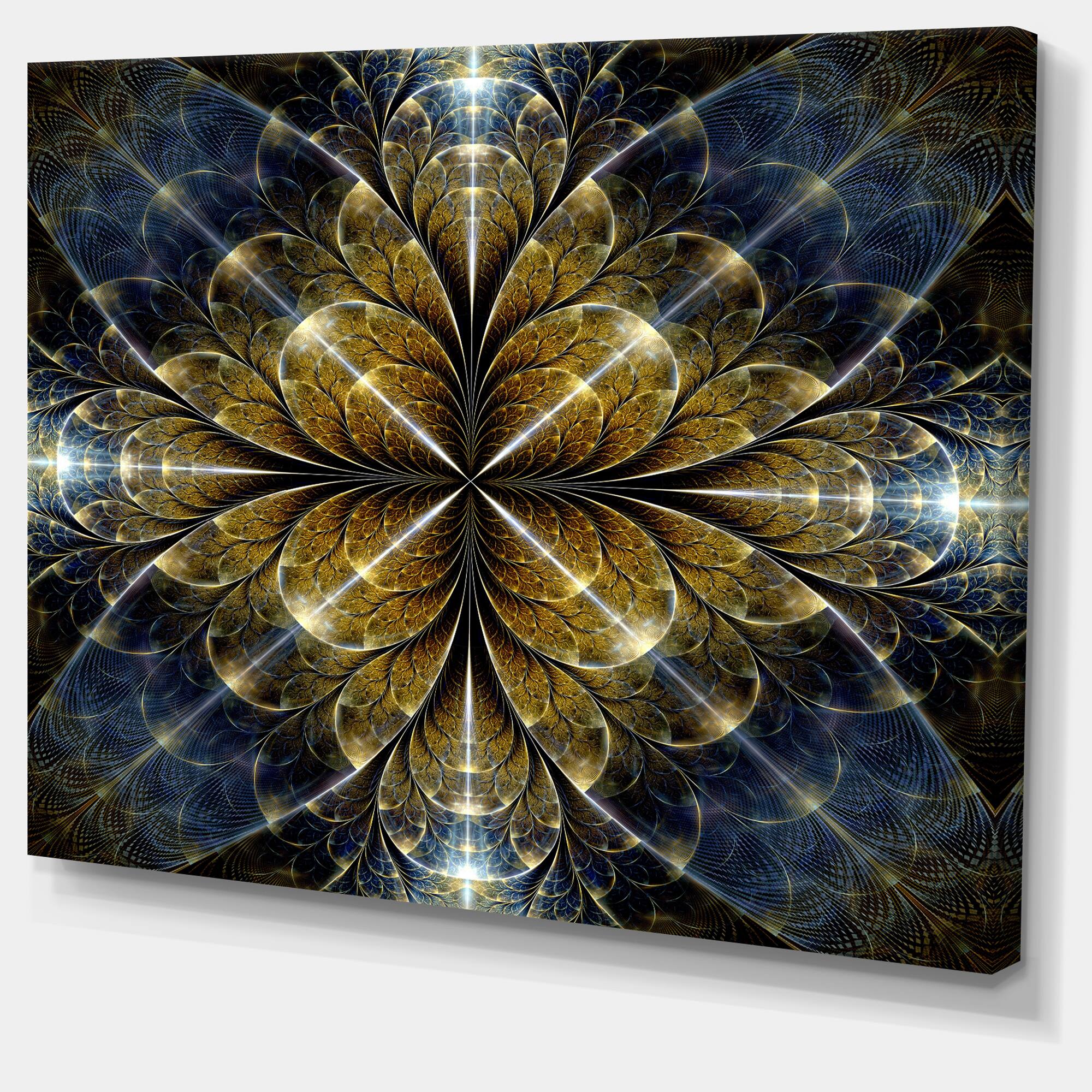 Designart - Digital Gold Fractal Flower Pattern