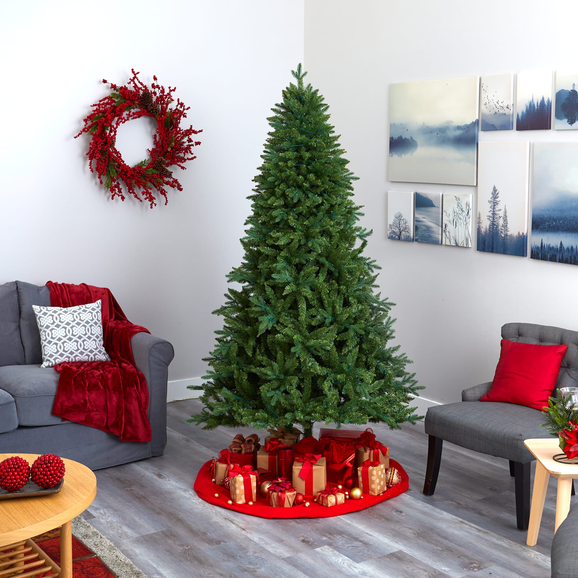 7ft. Pre-Lit New Hampshire Fir Artificial Christmas Tree, Clear LED Lights