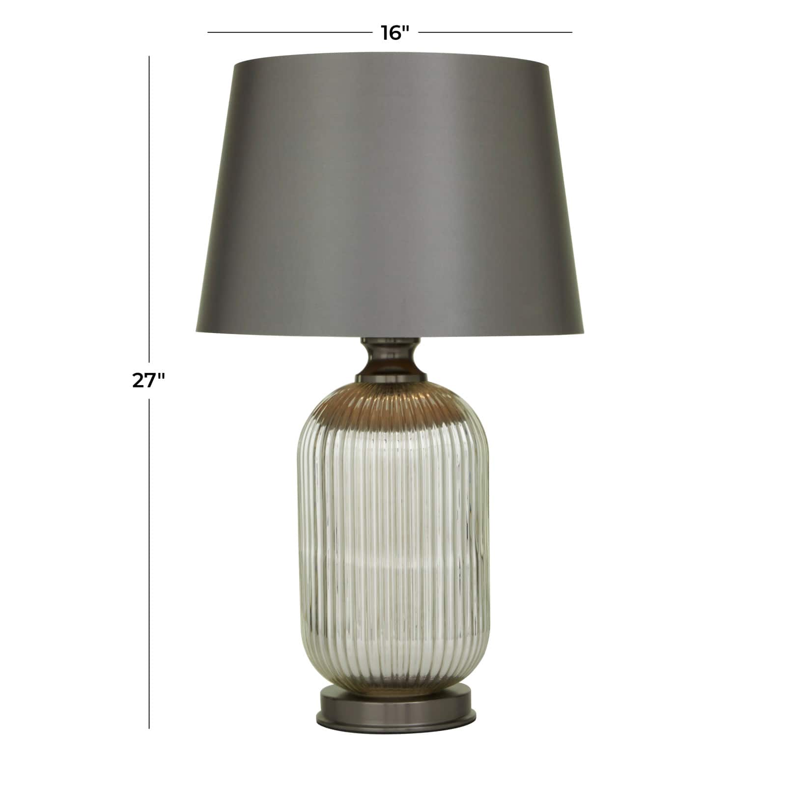 Grey Glass Modern Accent Lamp, 16" x 16" x 27"